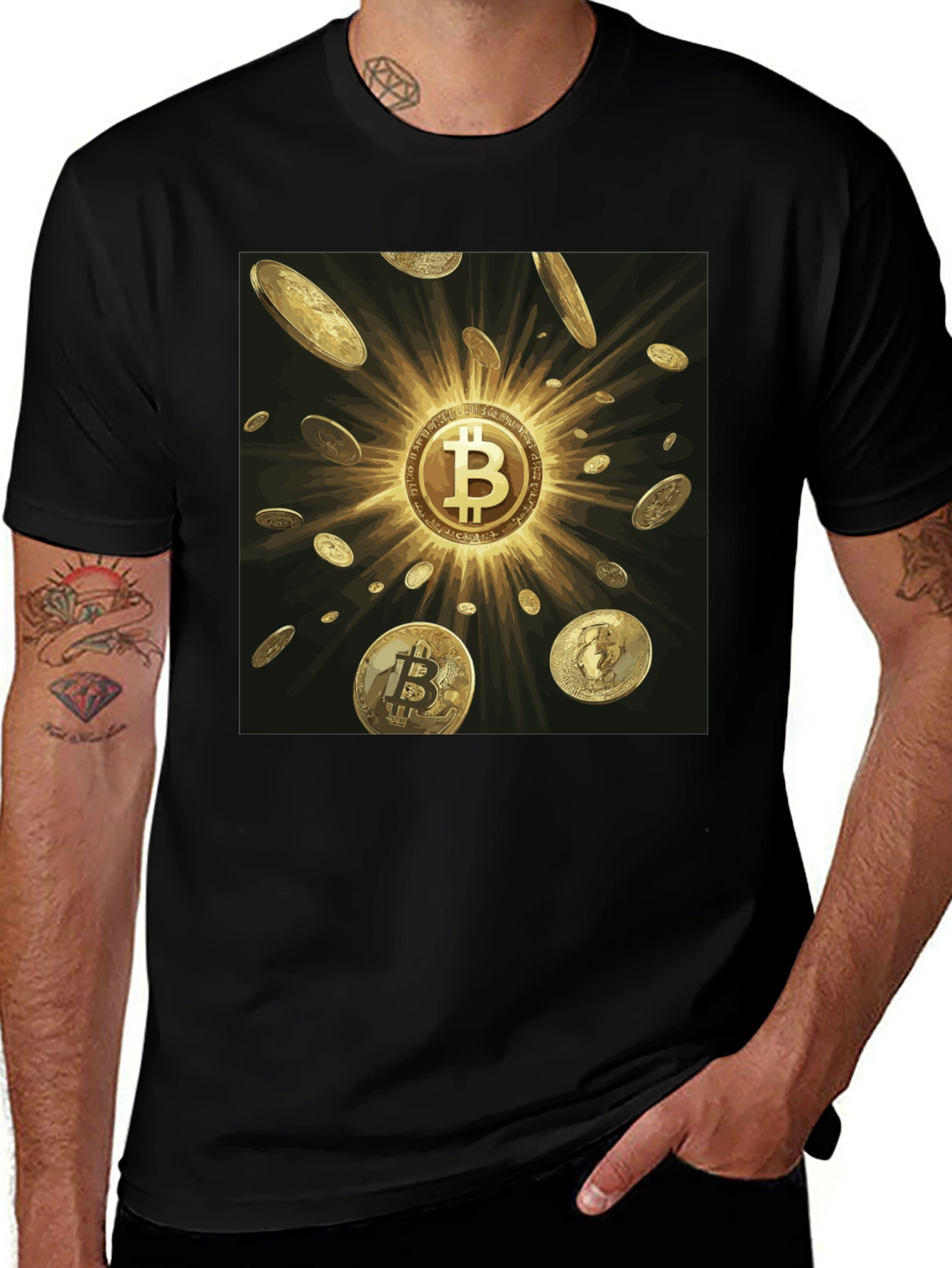 Bitcoin Golden Coins Black Tee
