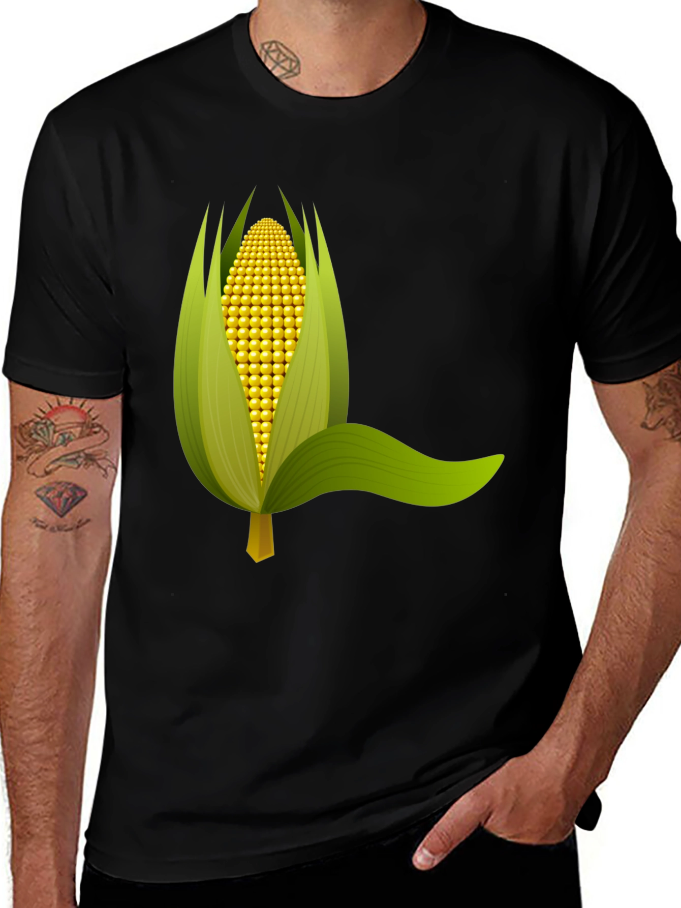 Variant 18 of Corn on the Cob Graphic Tee - Black T-Shirt