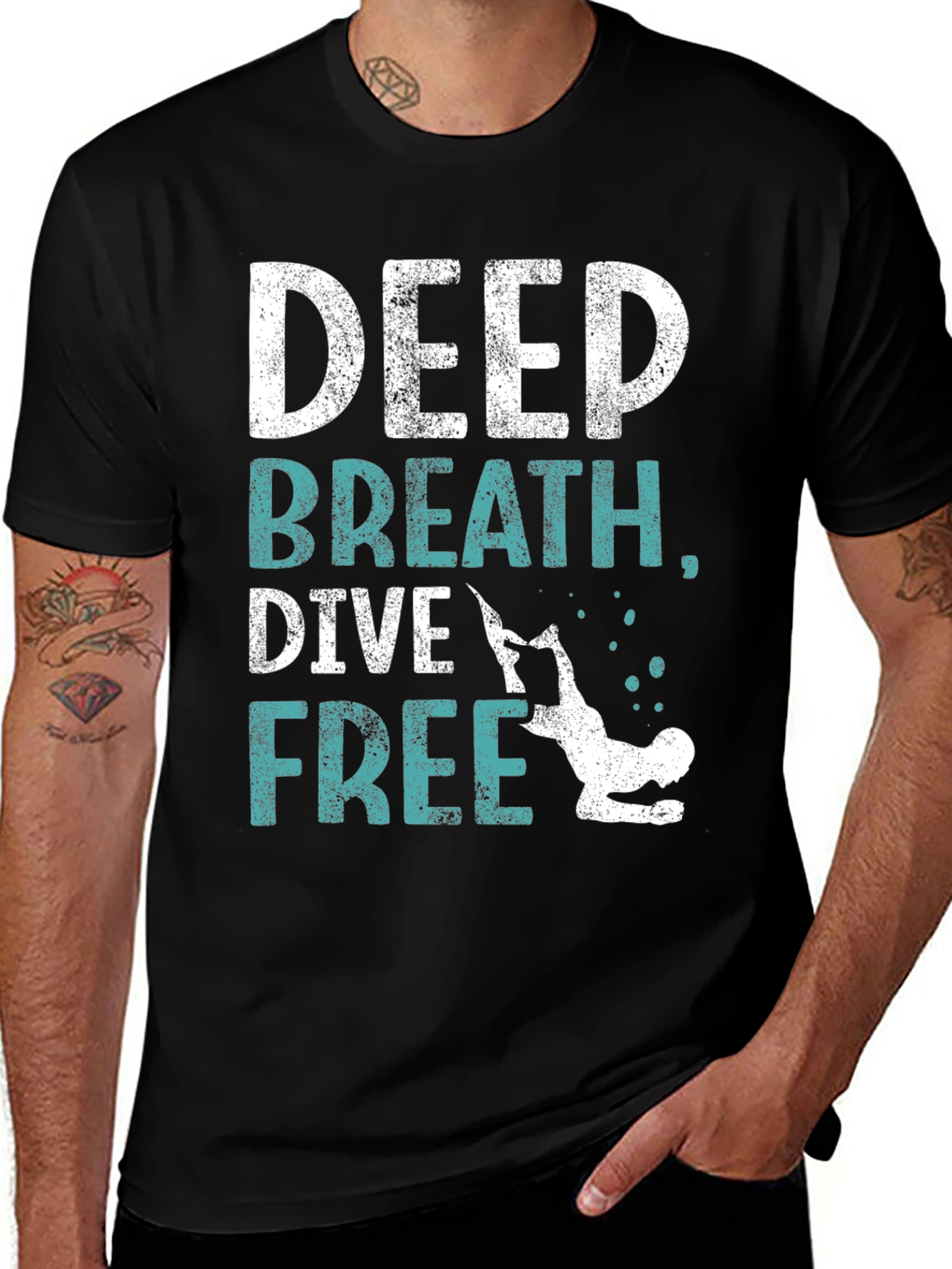 Variant 23 of Deep Breath Dive Free T-Shirt - Scuba Diving Apparel