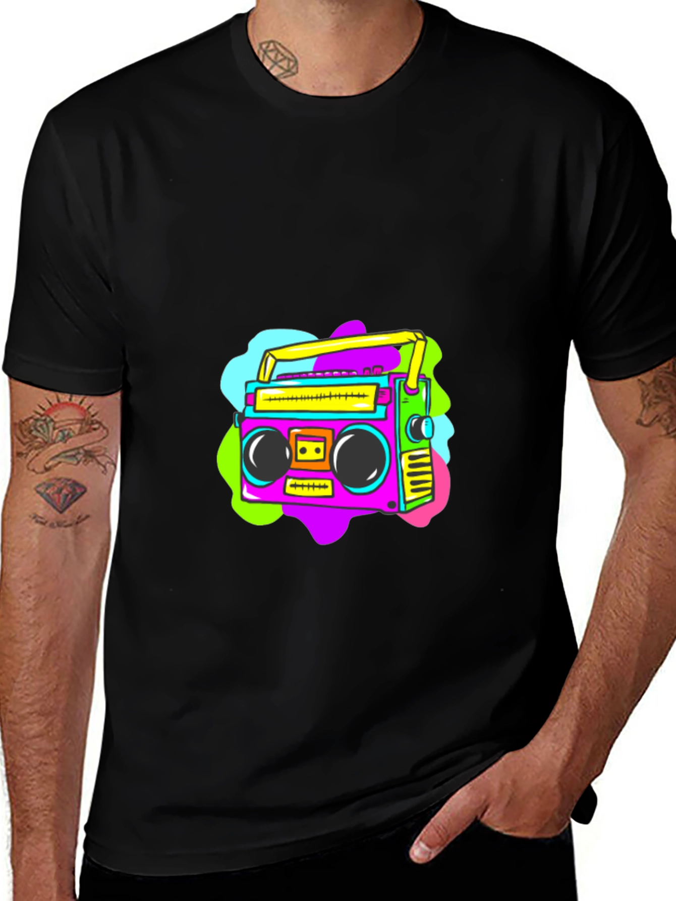 Variant 6 of Retro Boombox Graphic Tee - Classic Black T-Shirt