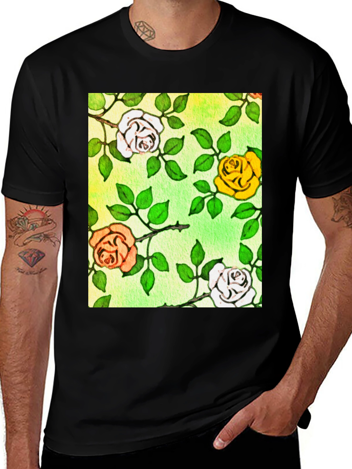 Floral Roses T-Shirt - Colorful Botanical Tee