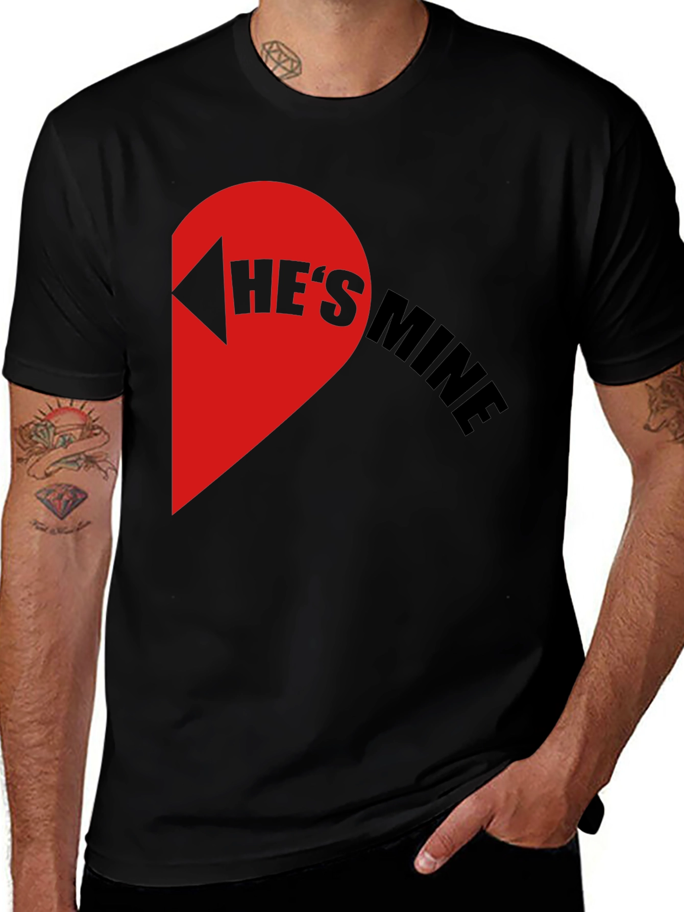 He's Mine Matching Couple T-Shirt - Black