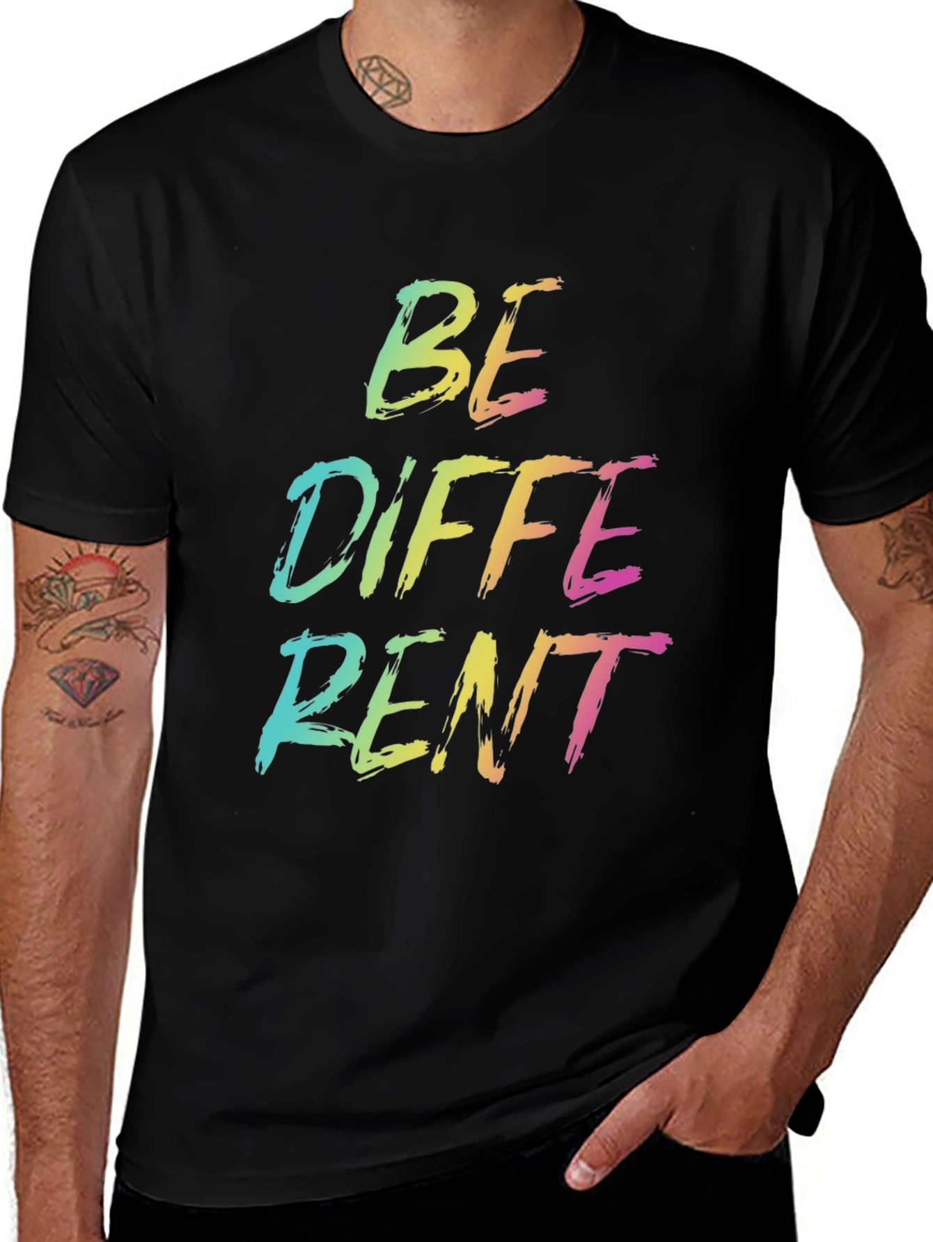 Variant 28 of Be Different Black Graphic T-Shirt