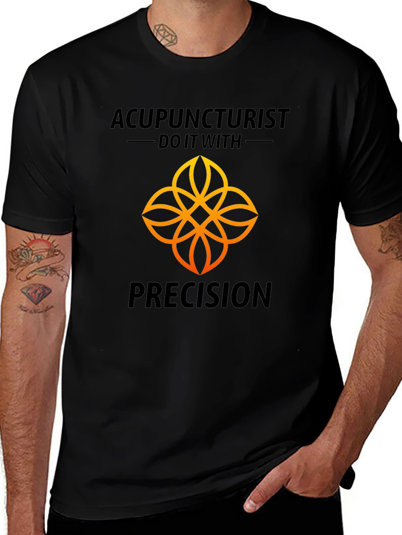Acupuncturist Precision Black Graphic T-Shirt