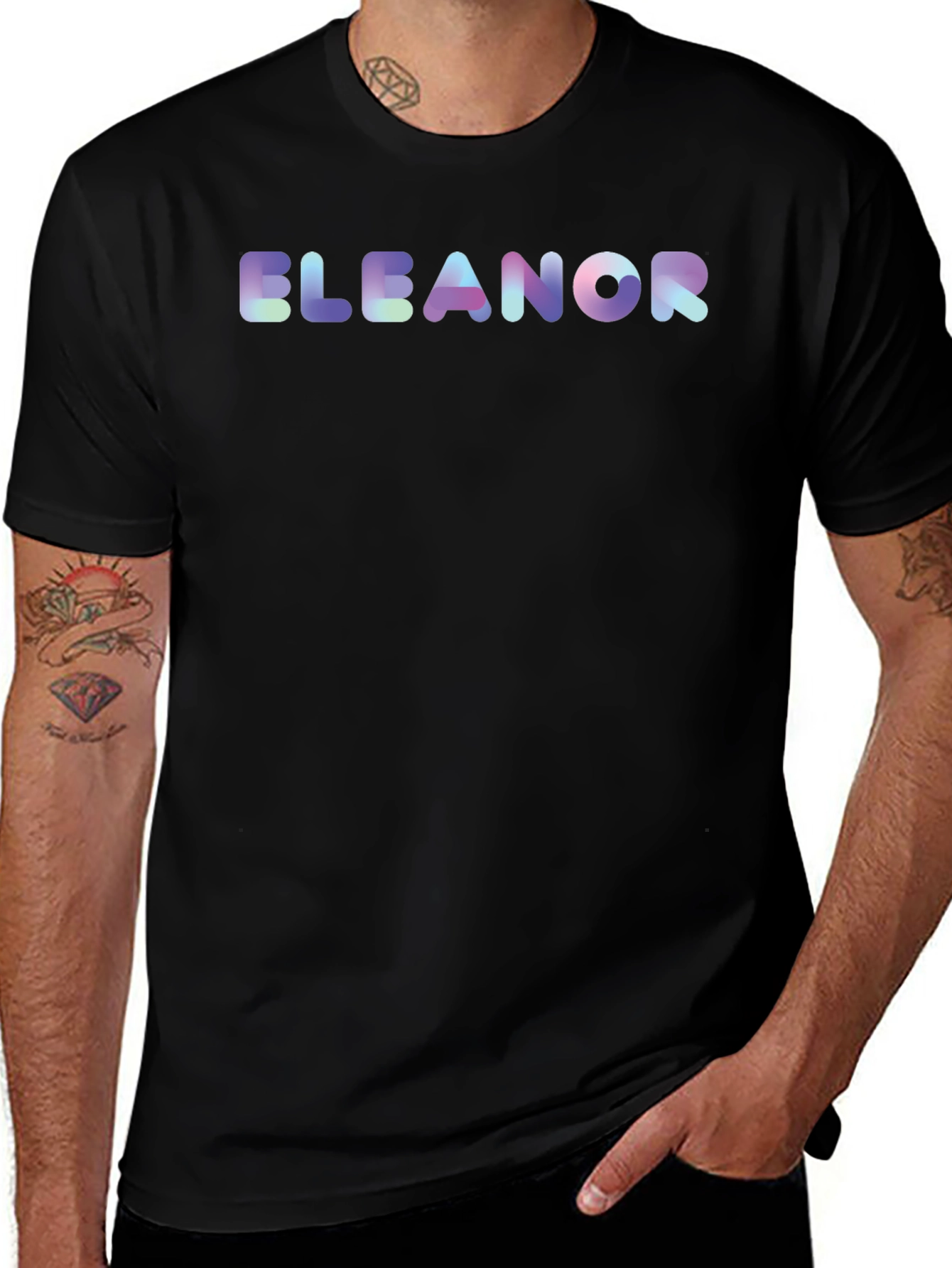 Eleanor Colorful Text Black T-Shirt