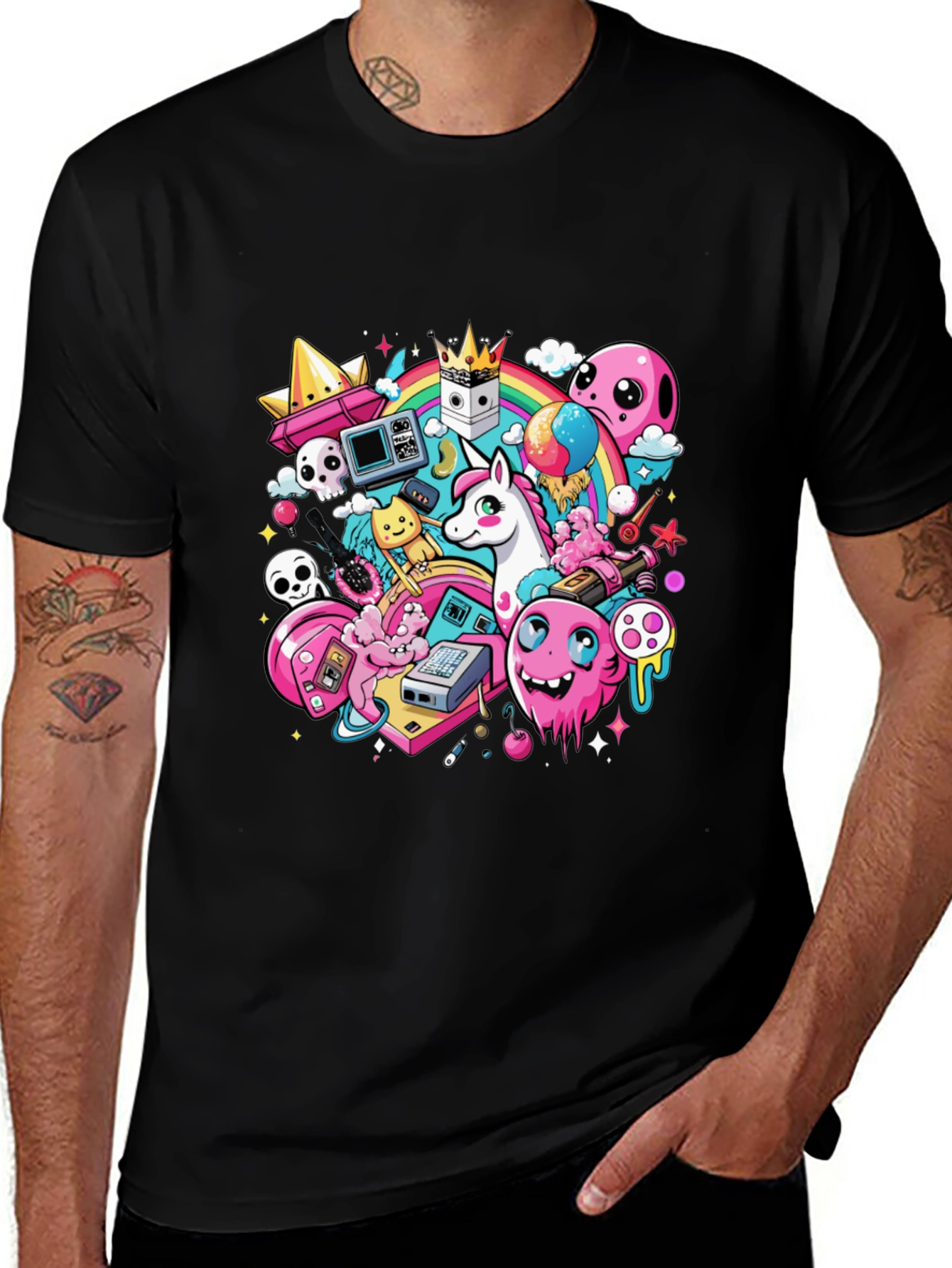 Variant 29 of Cartoon Unicorn Graphic Print Tee