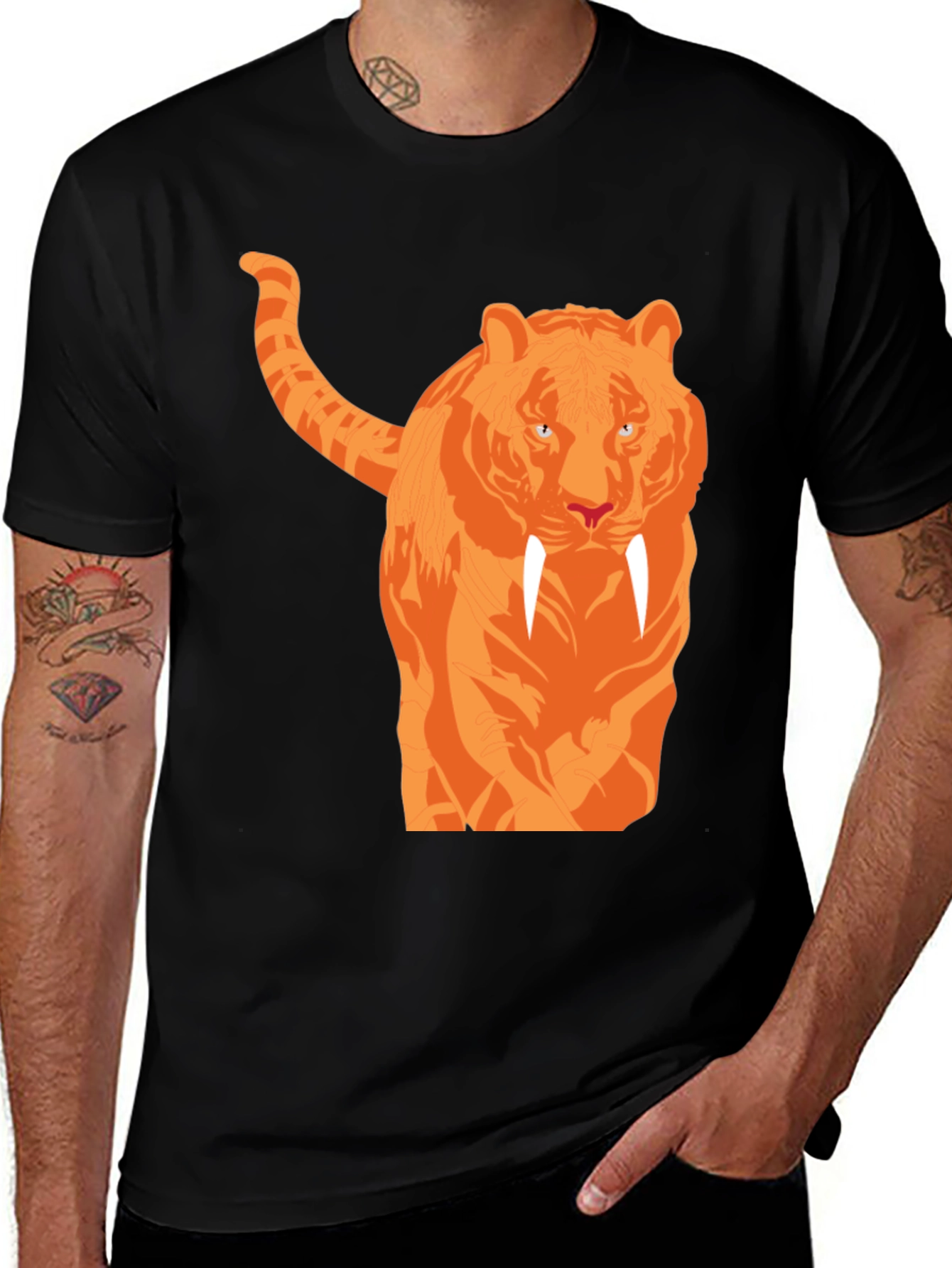 Variant 11 of Cool Tiger Graphic Black T-Shirt