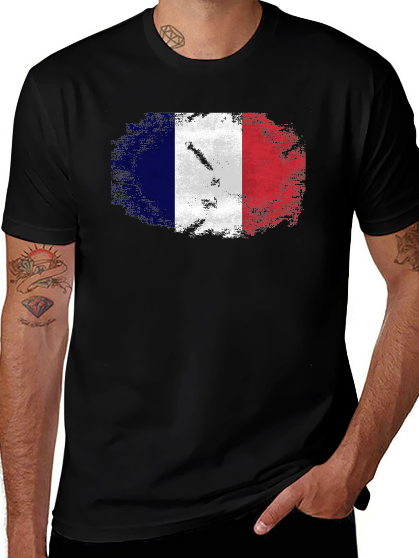France Flag Distressed T-Shirt