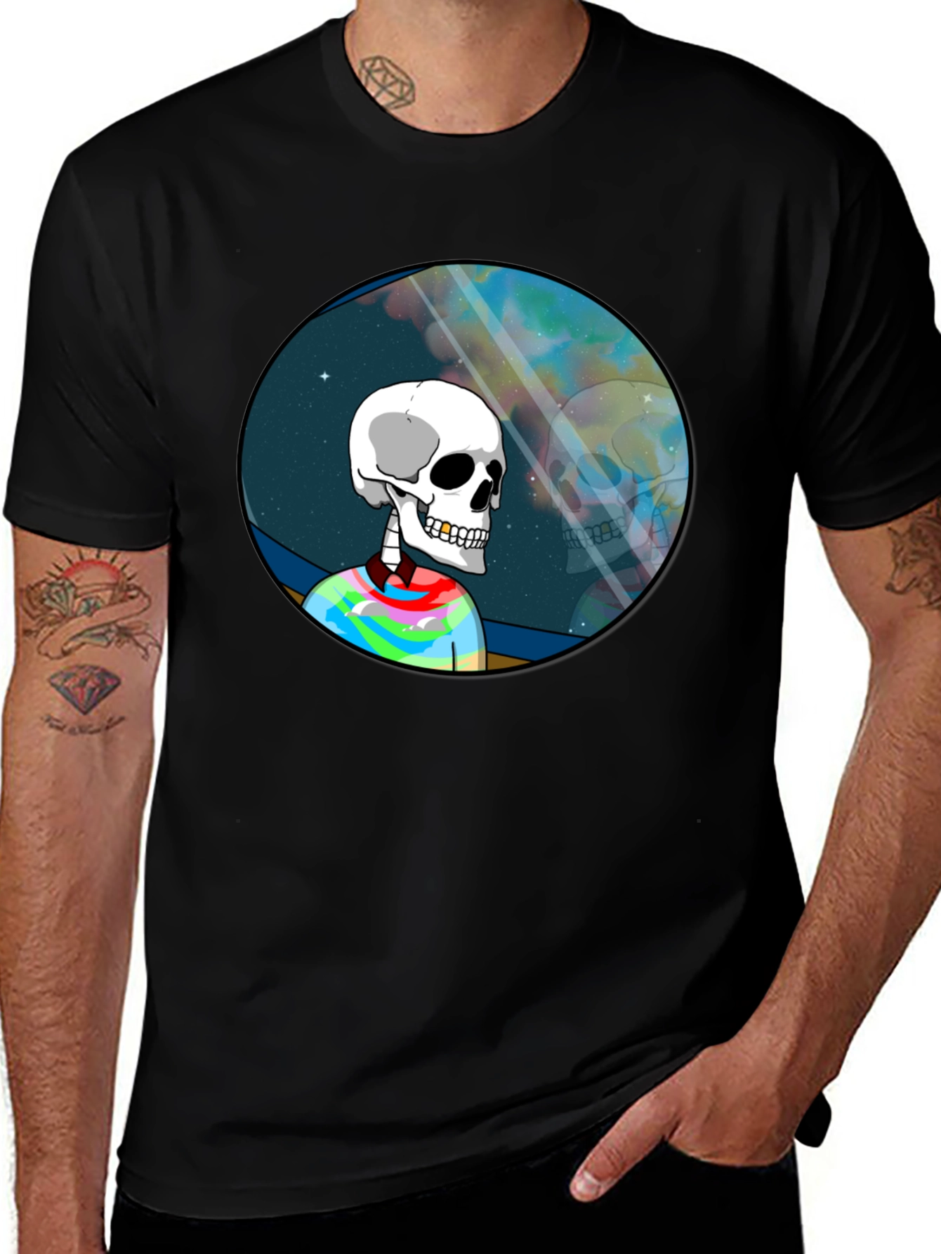 Variant 3 of Skull Graphic Print Black T-Shirt