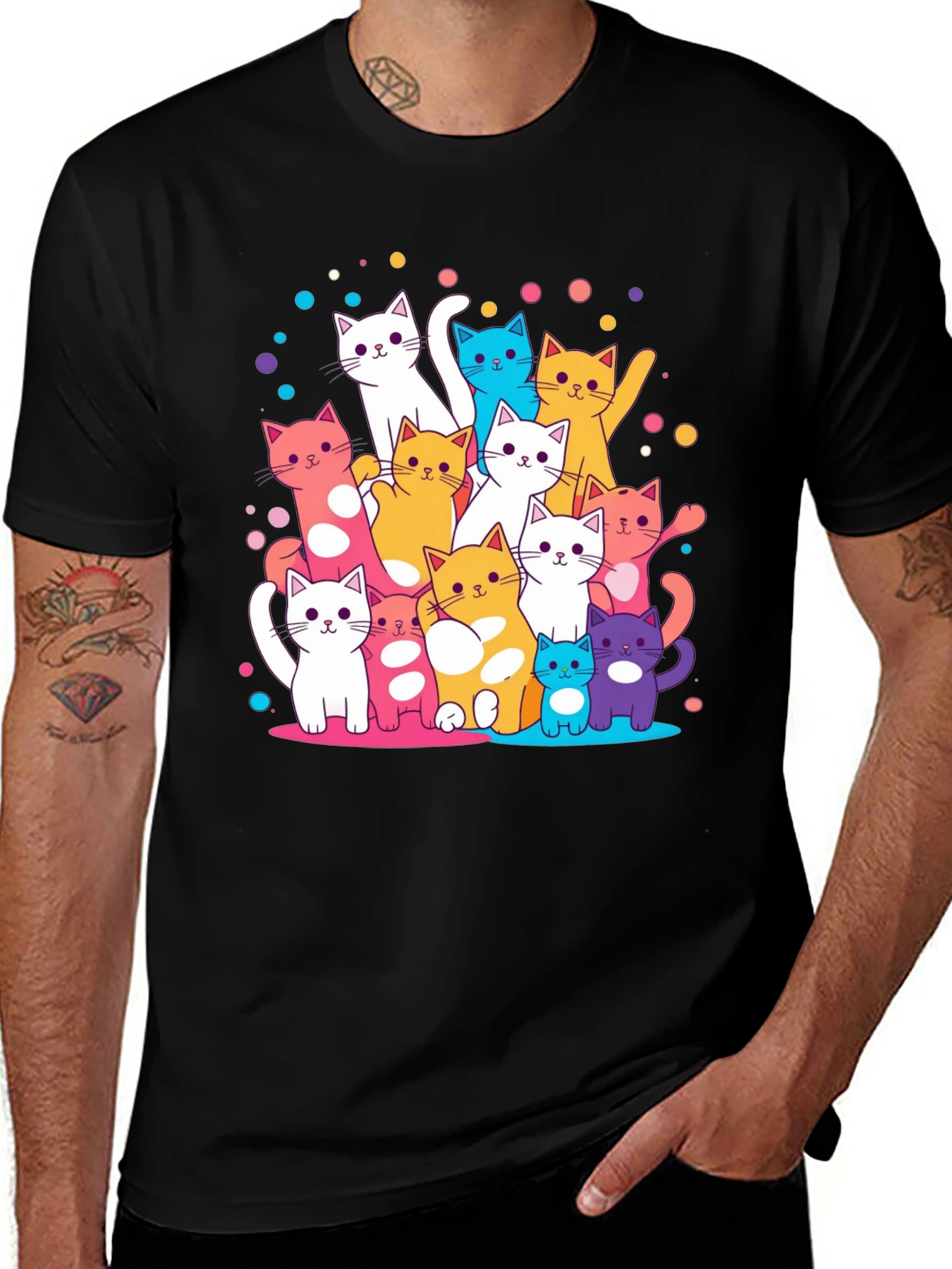 Variant 18 of Colorful Cats Graphic T-Shirt