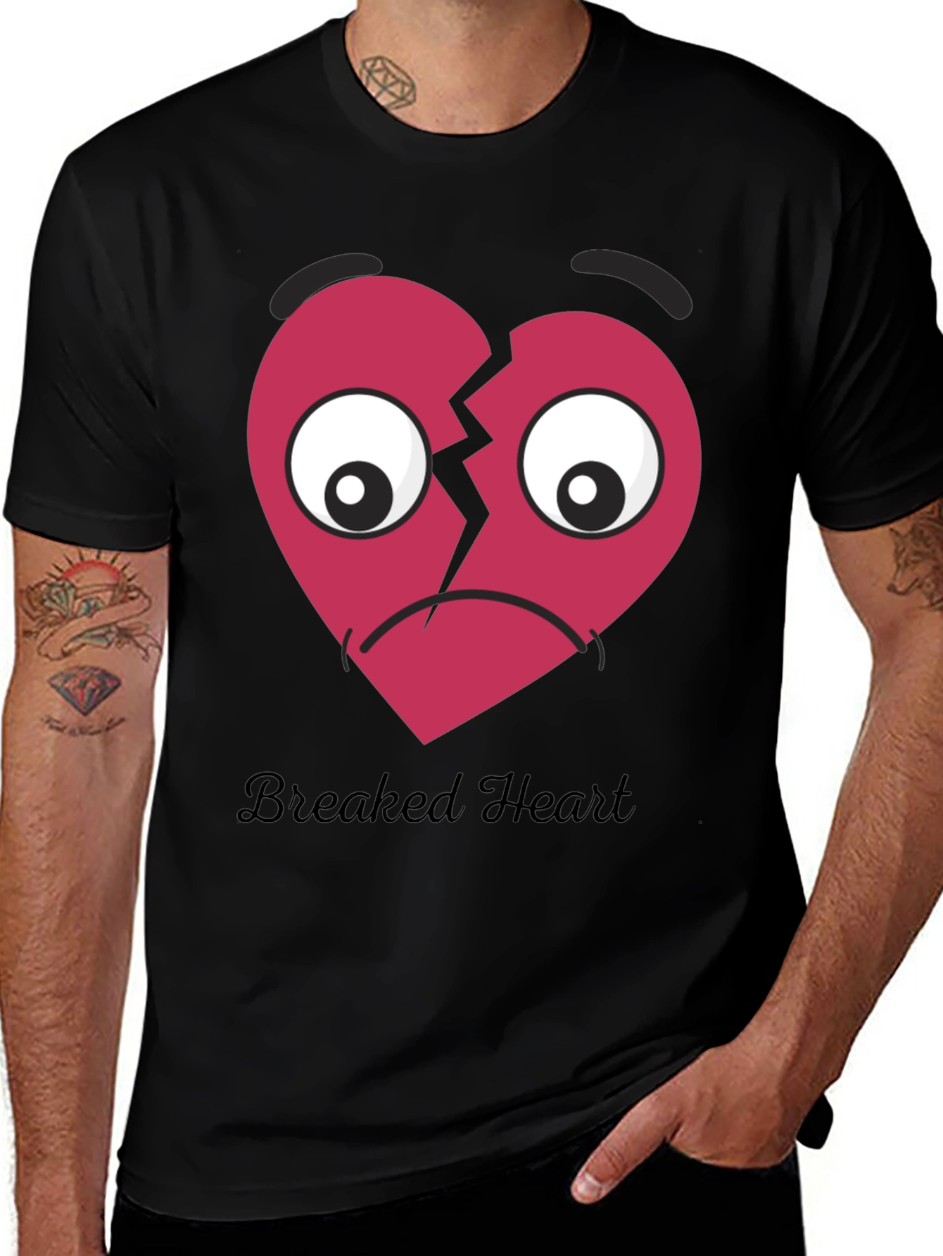 Broken Heart Graphic T-Shirt - Unisex Black Tee