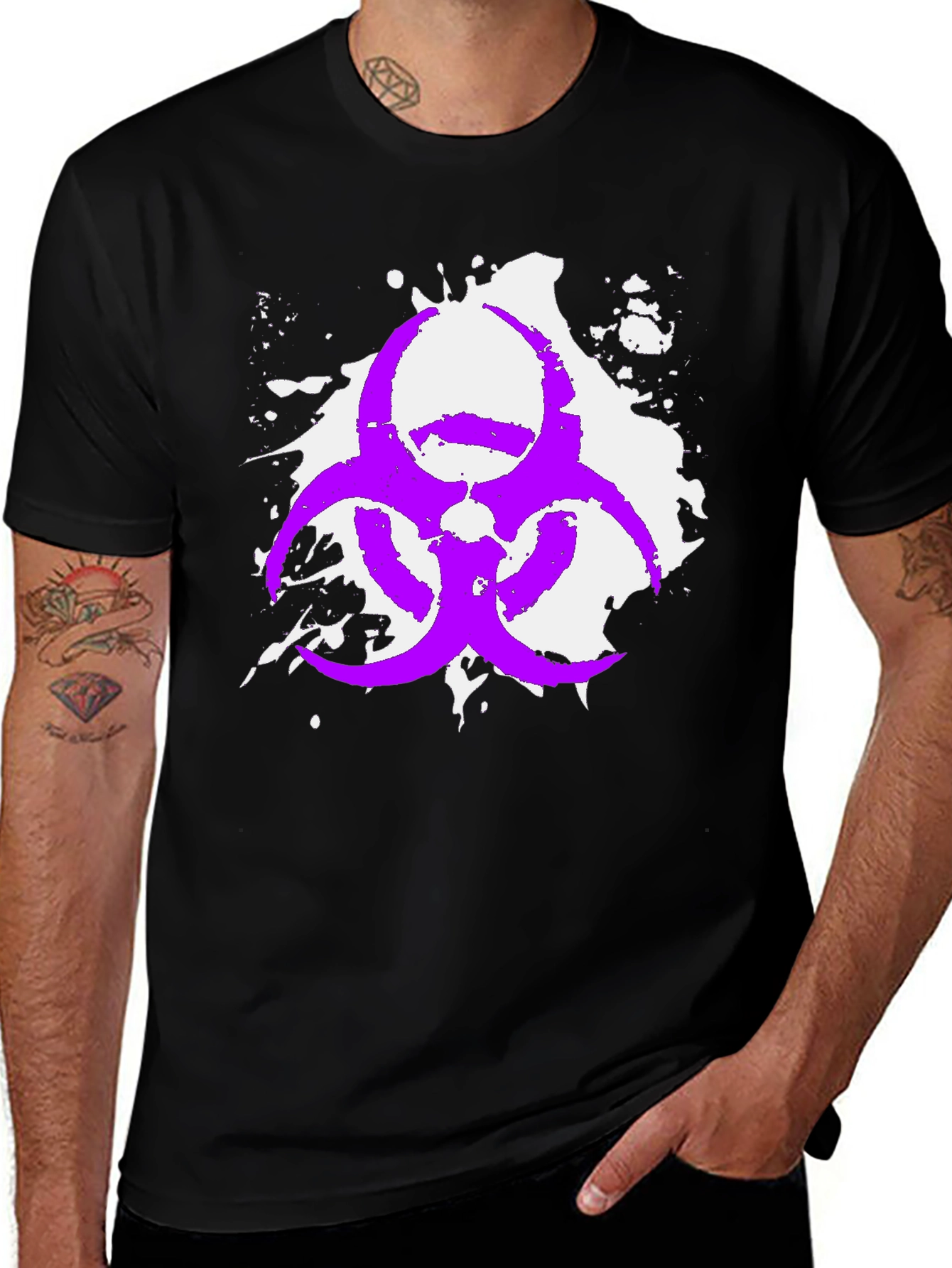 Variant 30 of Biohazard Symbol Graphic Tee - Black Cotton T-Shirt
