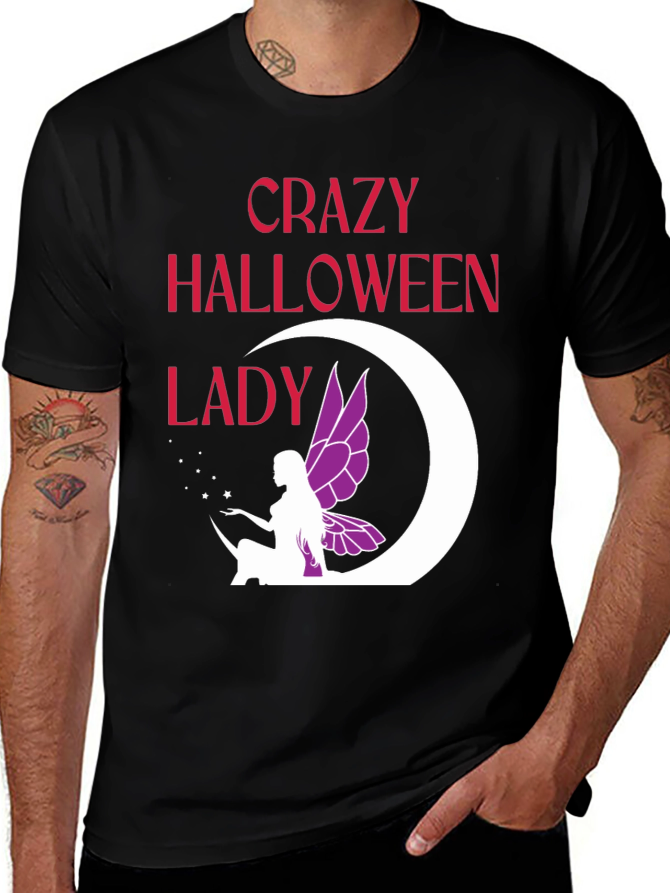 Crazy Halloween Lady Graphic T-Shirt
