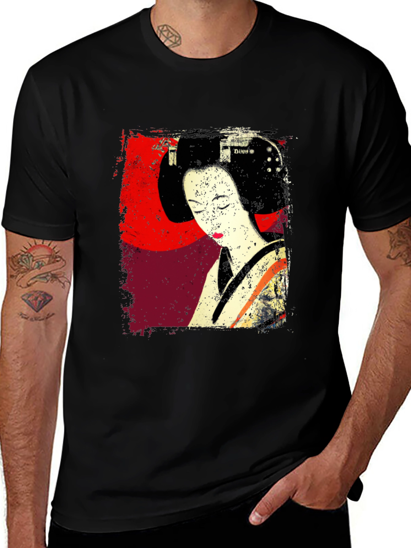 Variant 6 of Geisha Graphic Print Black T-Shirt