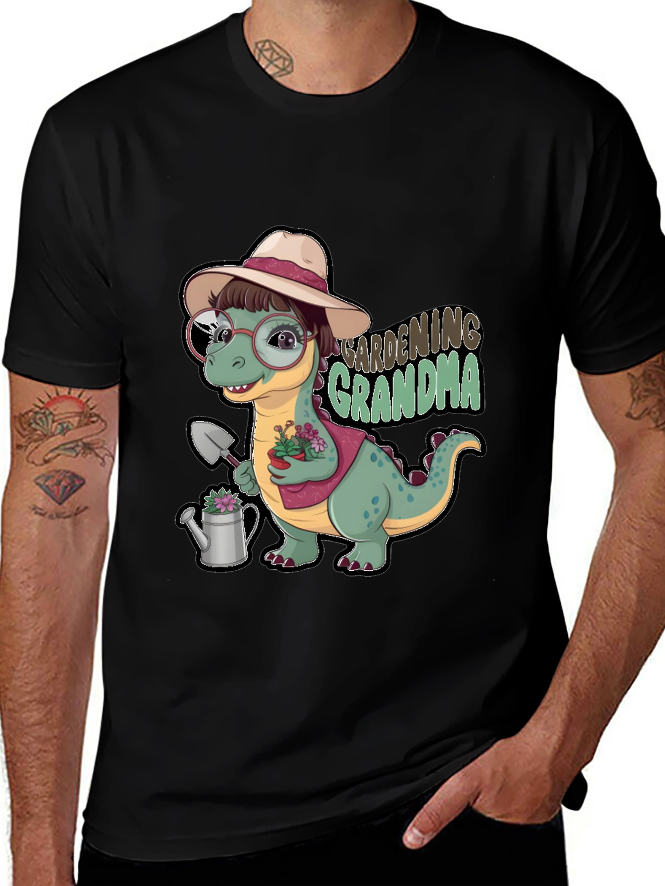 Gardening Grandma Dinosaur T-Shirt