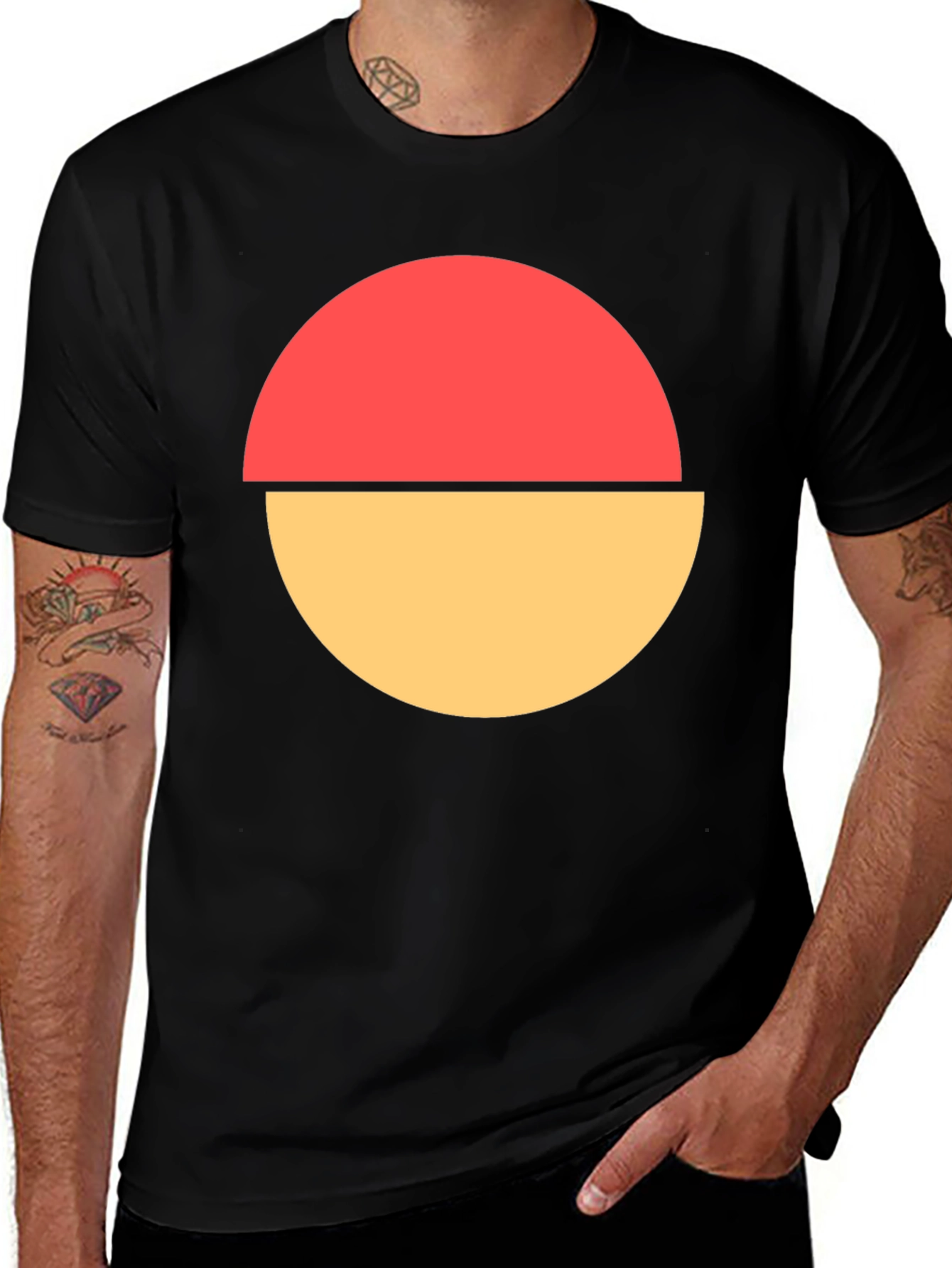 Two-Tone Eclipse Graphic Tee - Stylish Minimalist Design