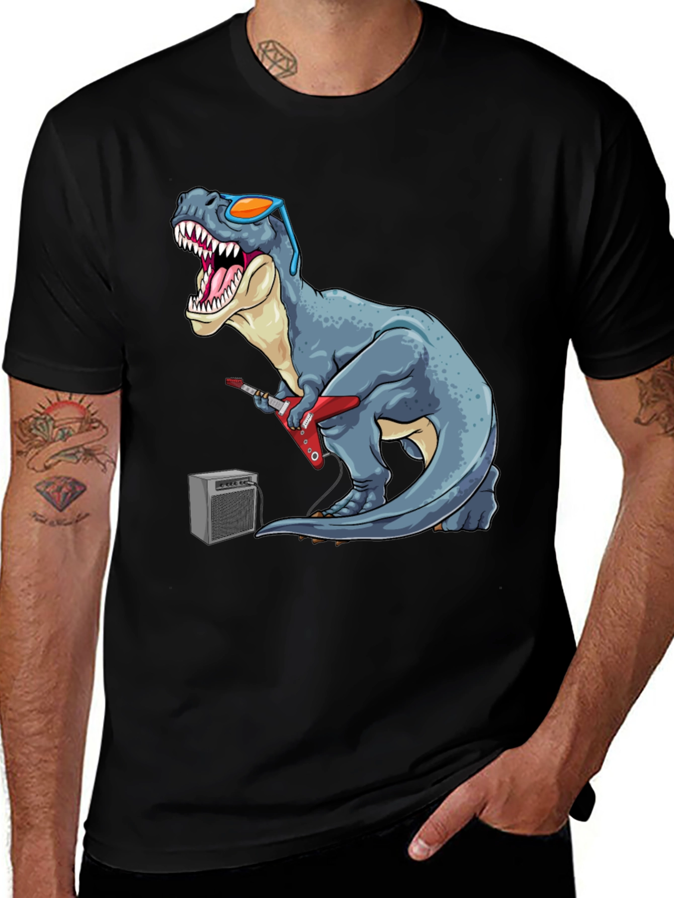 Dino Rock T-Shirt - Guitar Playing Tyrannosaurus Rex