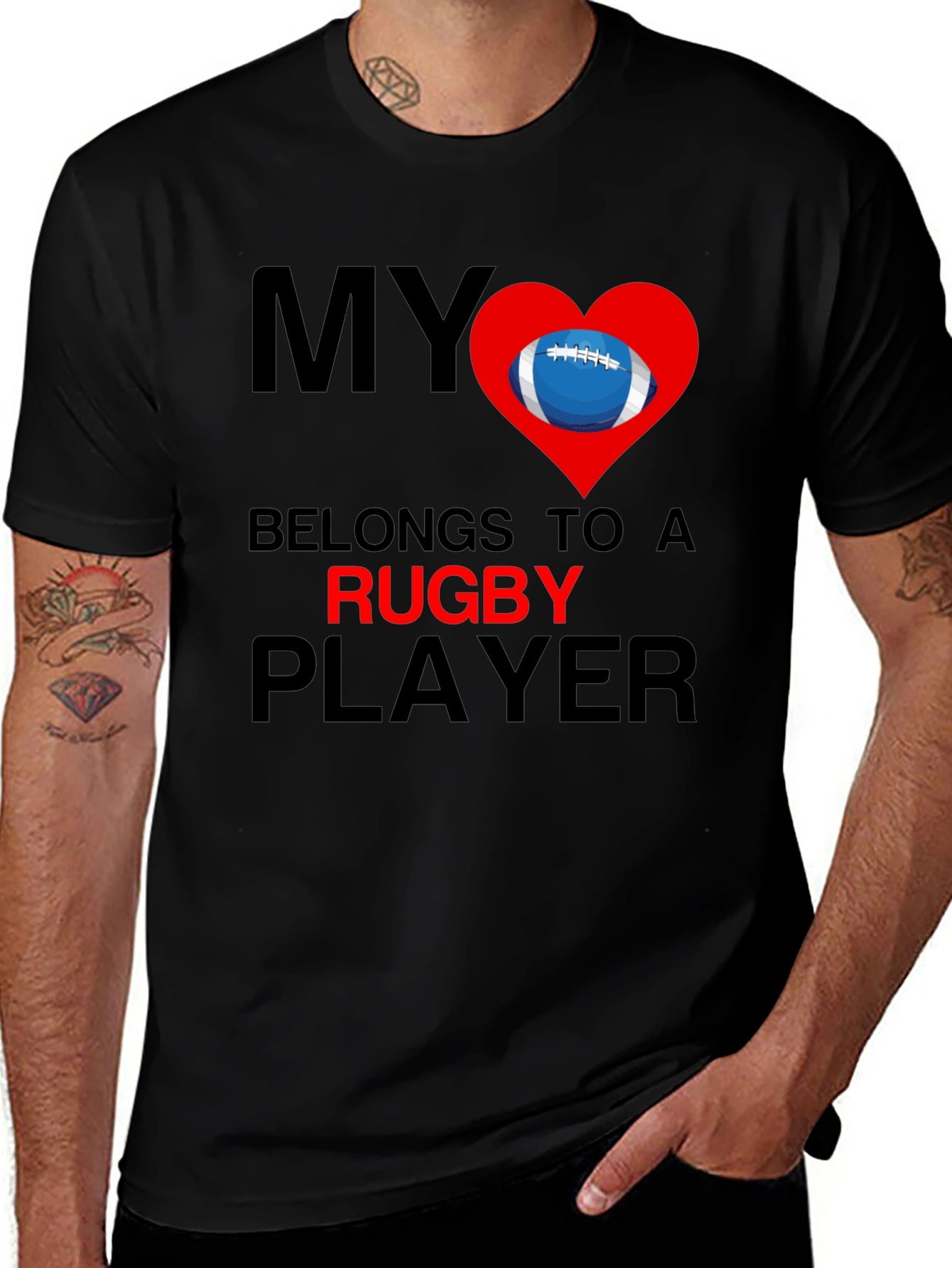 Variant 30 of Rugby Player Heart T-Shirt - My Heart Belongs To