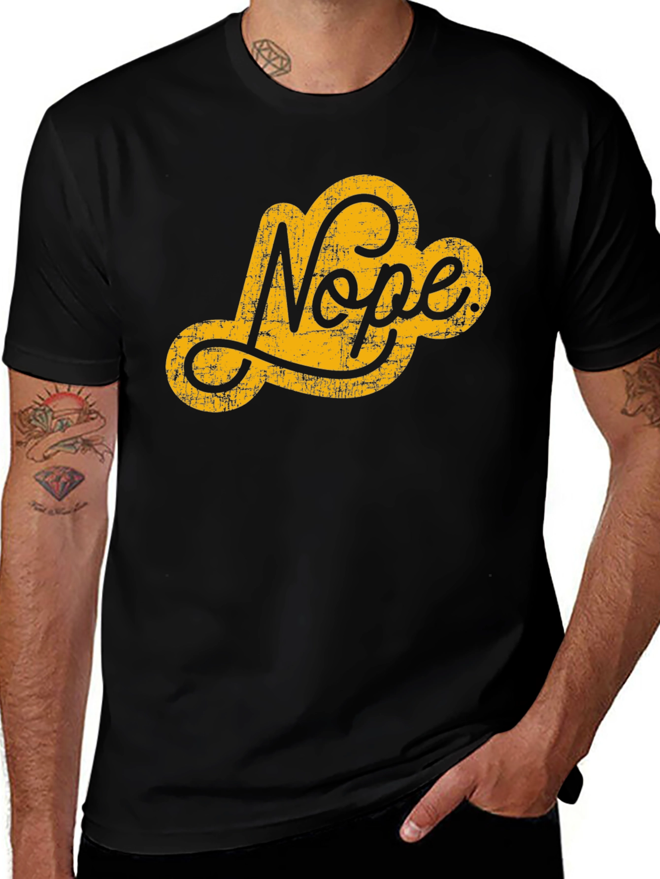 Variant 20 of Nope Graphic Tee - Black Crew Neck T-Shirt