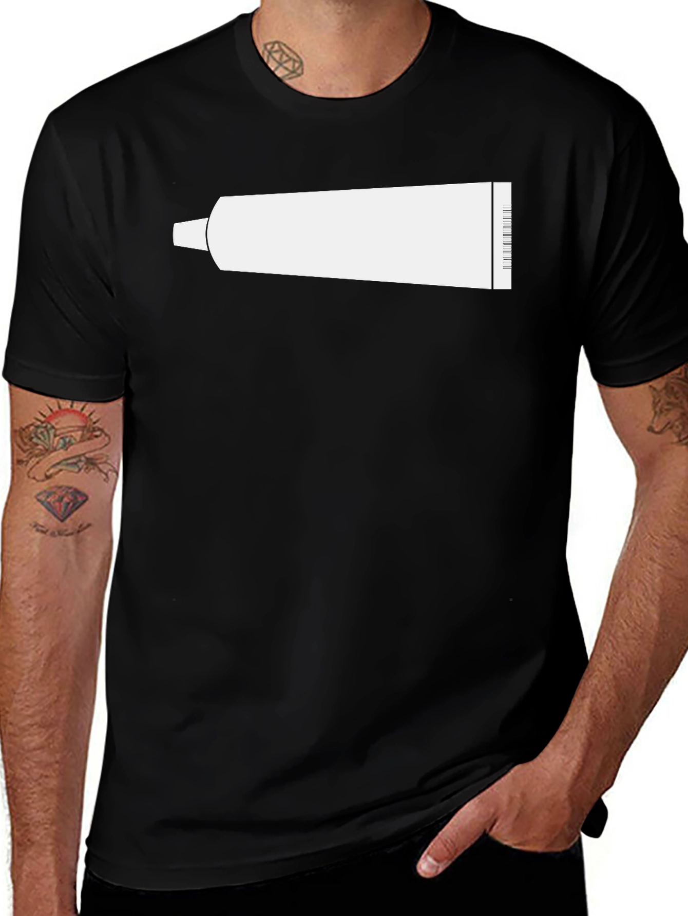Variant 10 of Funny Toothpaste Tube Graphic Tee - Black Cotton T-Shirt