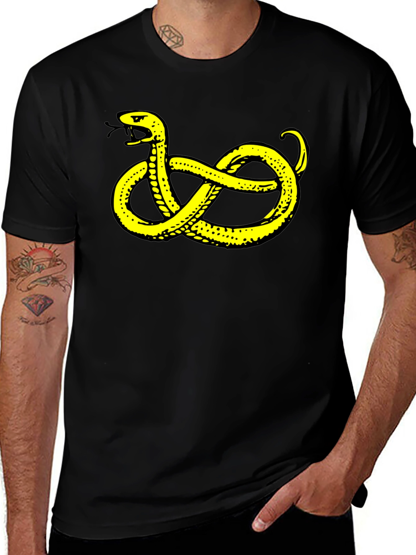 Variant 28 of Black T-Shirt with Yellow Snake Design