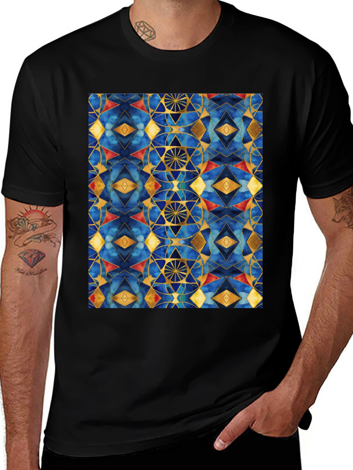 Variant 18 of Geometric Pattern Black T-Shirt