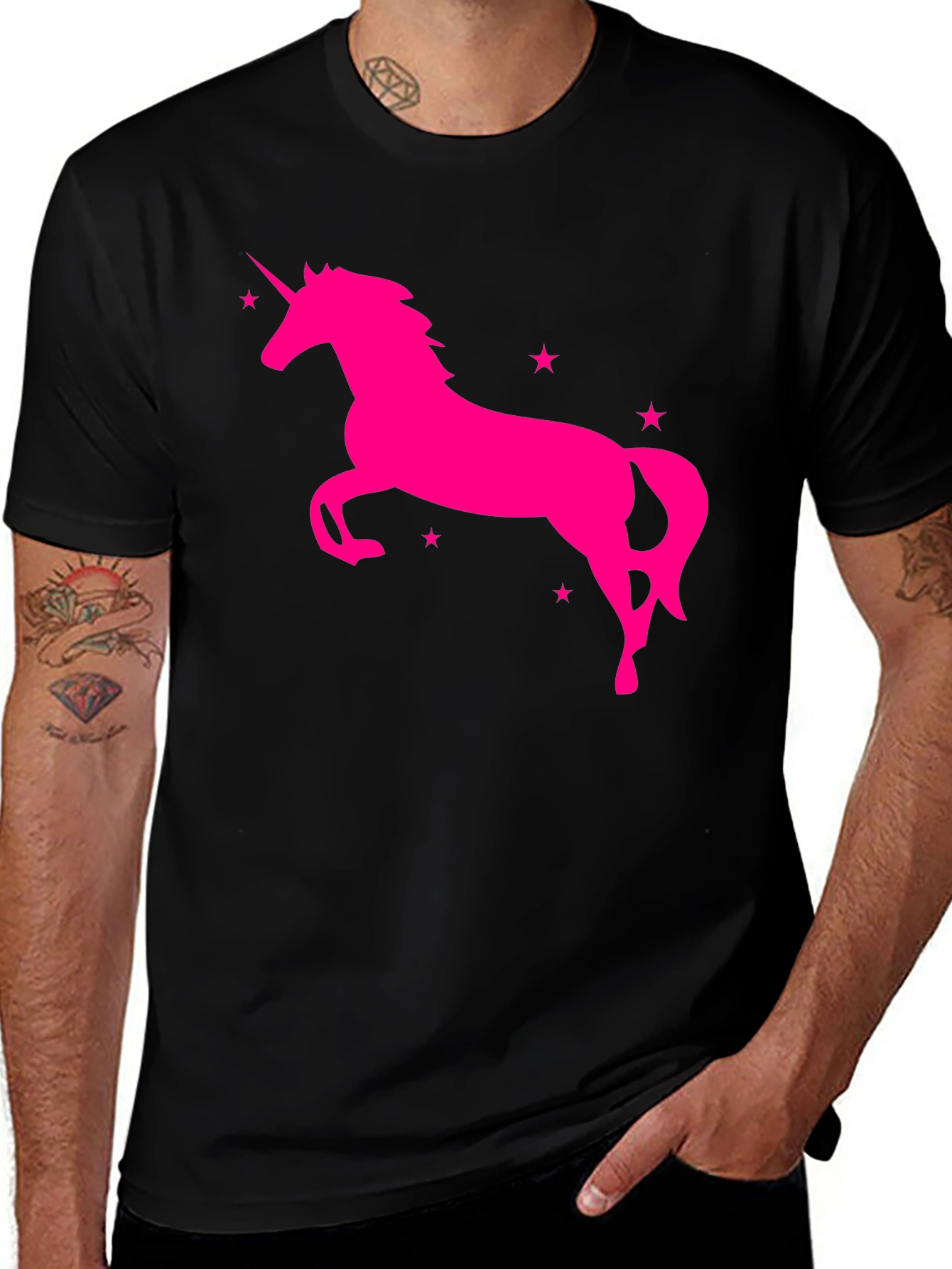 Variant 30 of Unicorn Graphic Tee - Men's Black Shirt
