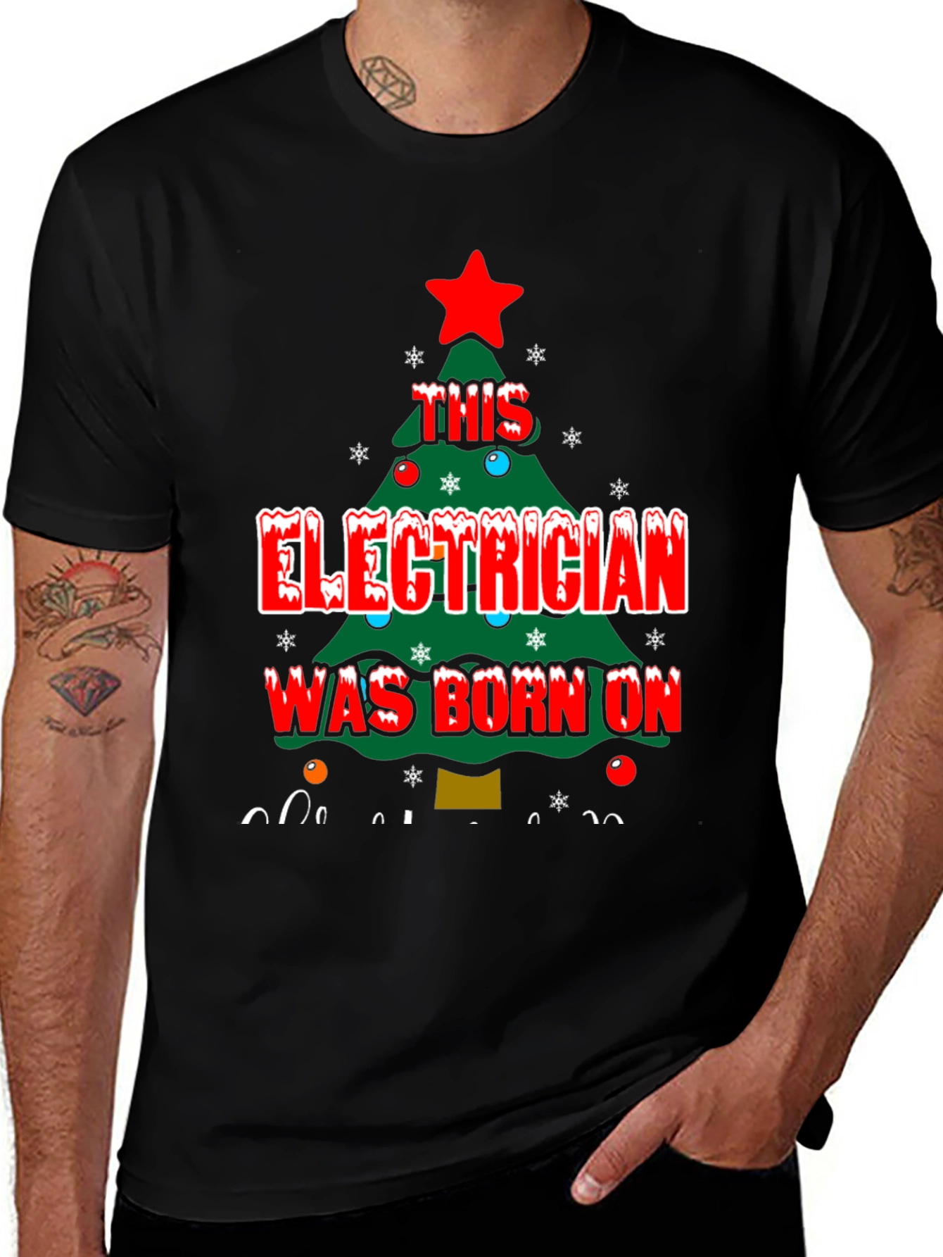 Variant 11 of Electrician Christmas Tree T-Shirt