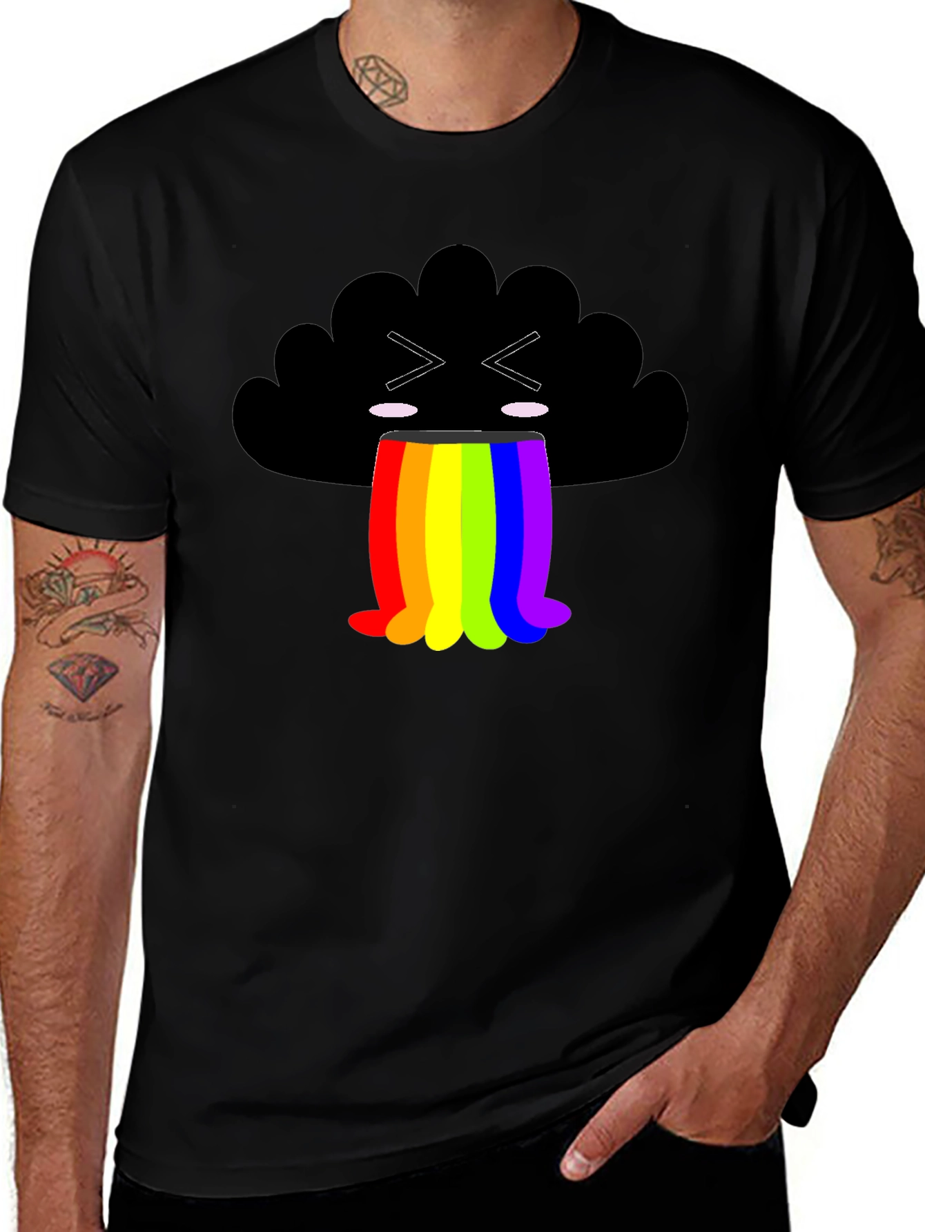Variant 22 of Rainbow Puke Cloud Graphic Tee - Soft Cotton Shirt
