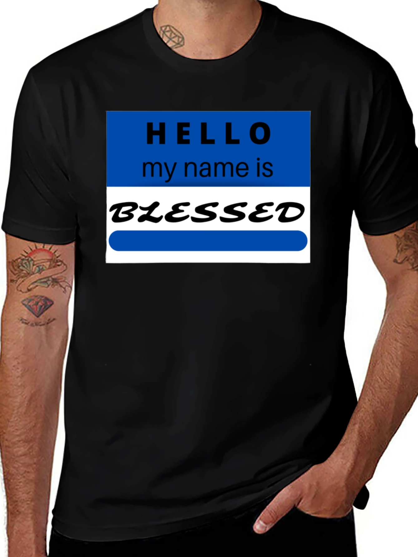 Variant 5 of Blessed Graphic Tee - Trendy Black T-Shirt