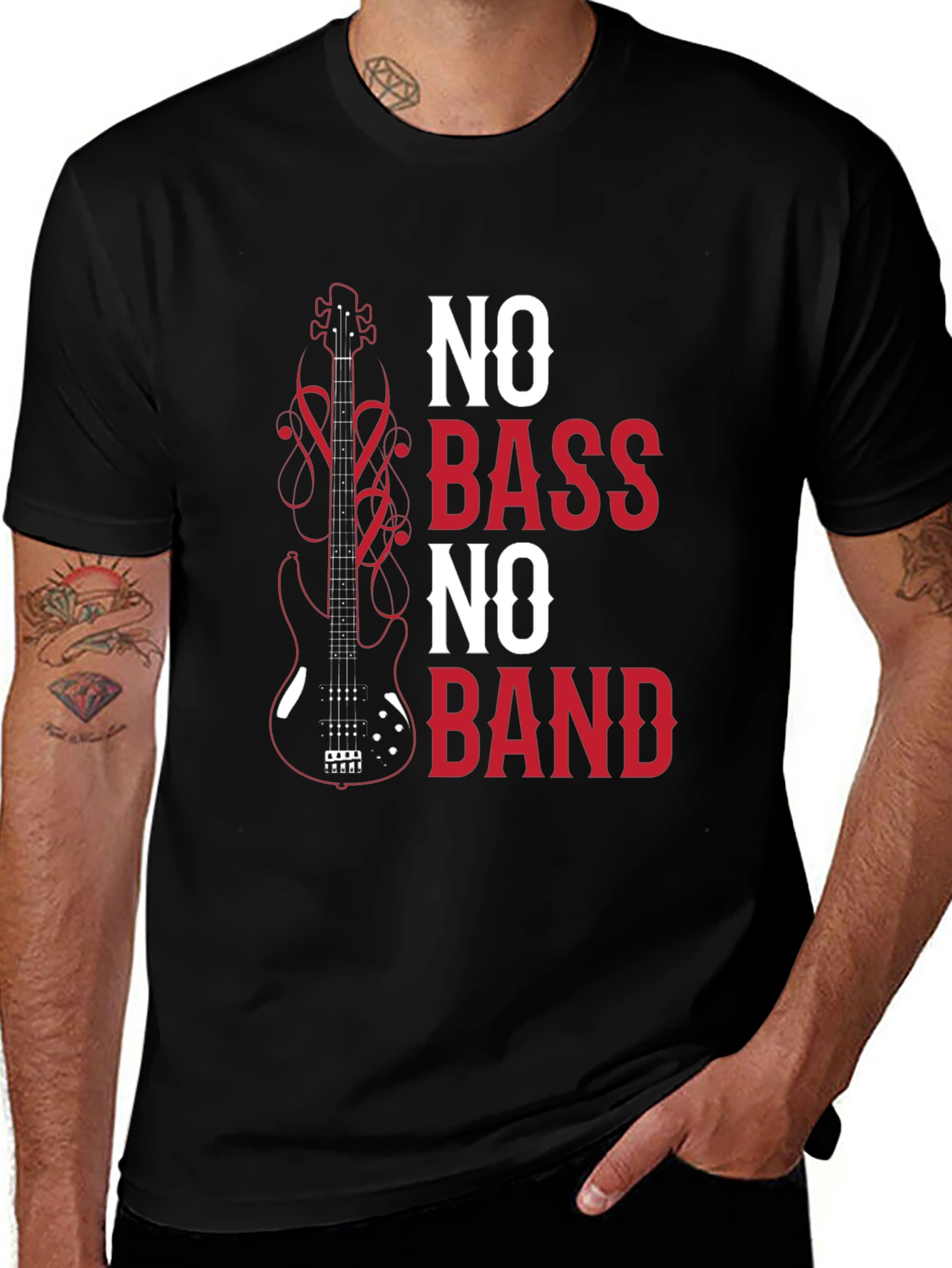 Variant 12 of No Bass No Band Graphic Tee - Music Lover T-Shirt