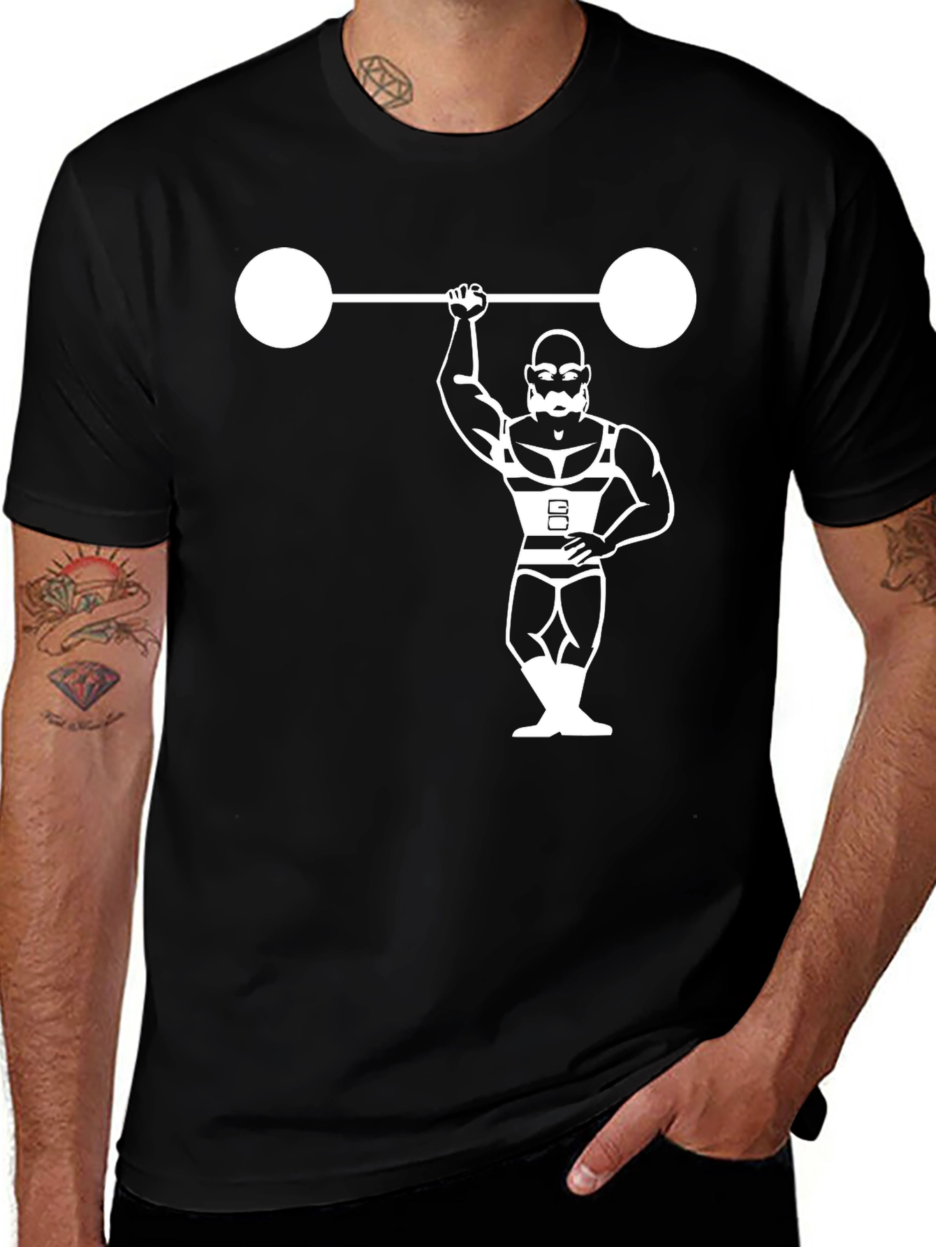 Variant 18 of Strongman Graphic Tee - Black Cotton T-Shirt