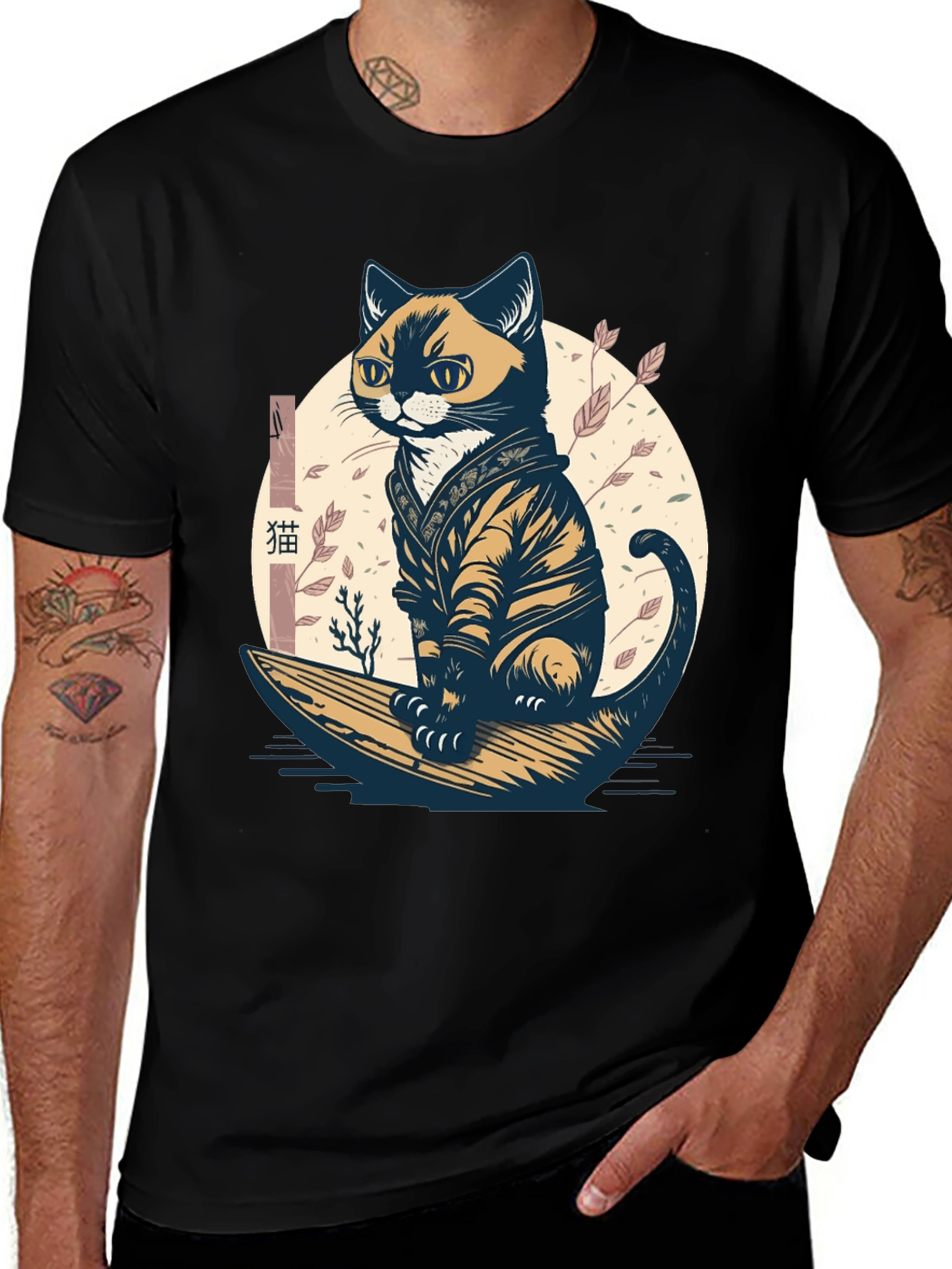 Variant 30 of Samurai Cat Graphic Tee - Unique Style