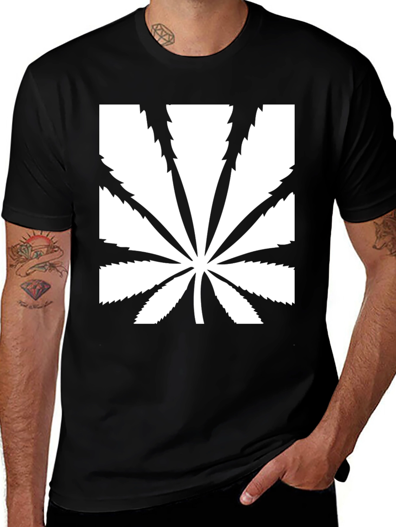 Cool Graphic Marijuana Leaf Black T-Shirt