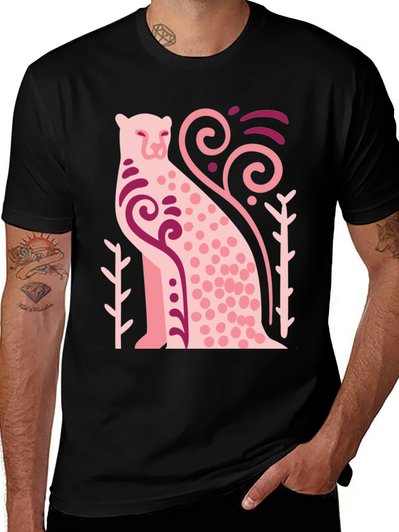 Pink Cheetah Graphic Tee - Unique Animal Design
