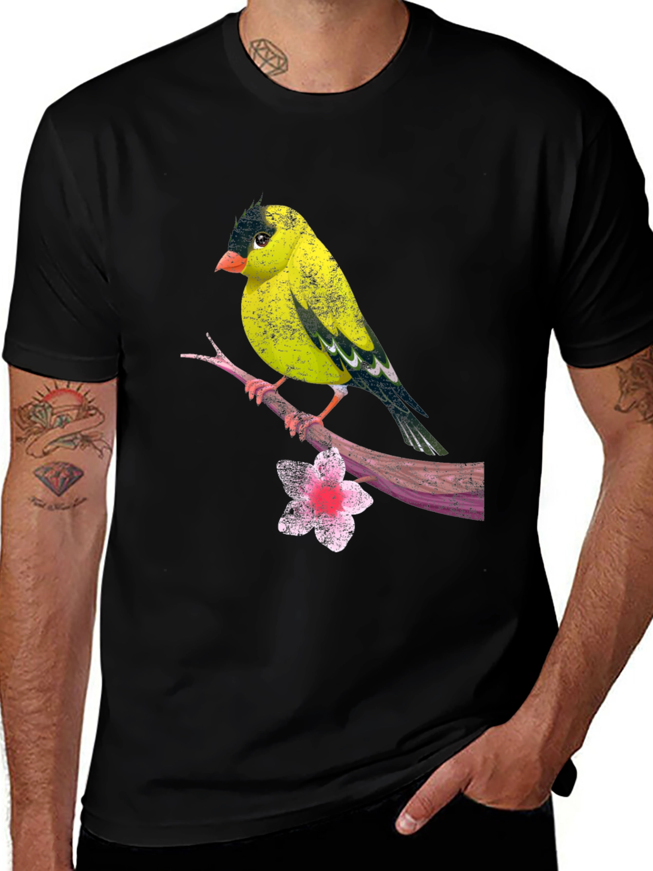 Variant 14 of Bird on Branch Black T-Shirt