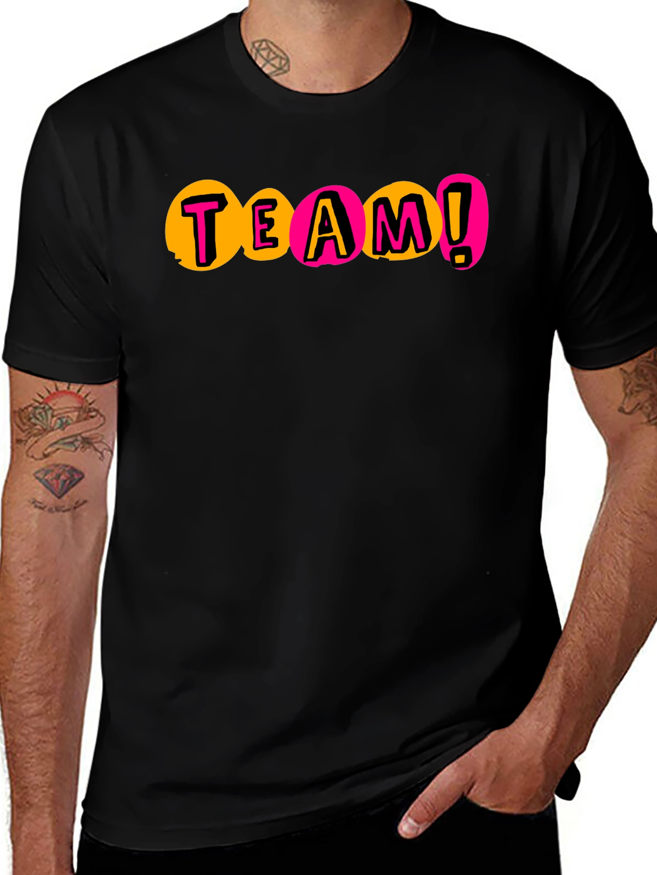 Variant 11 of Fun Team T-Shirt - Black Crew Neck Tee