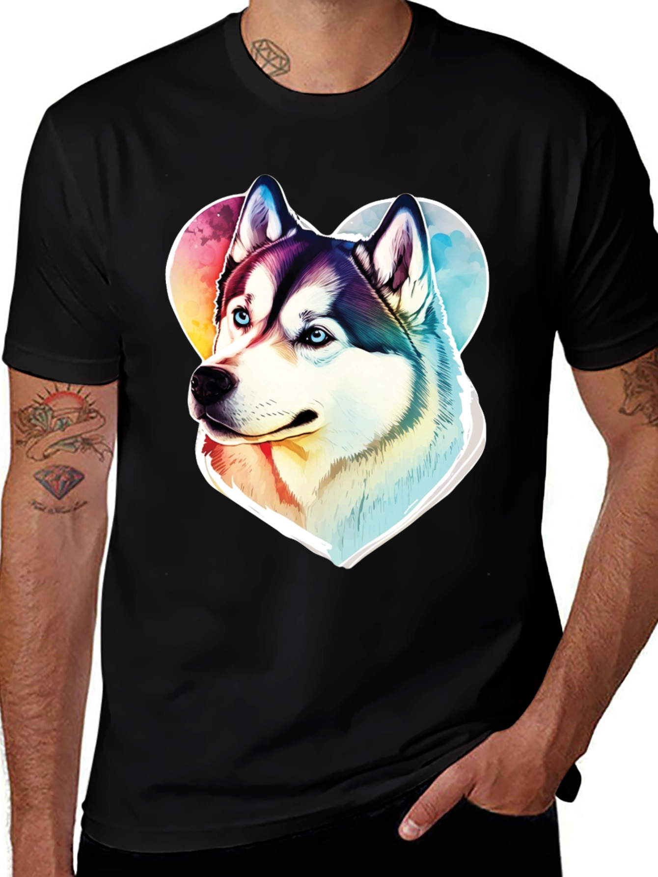 Husky Love Heart T-Shirt: Cute Dog Graphic Tee