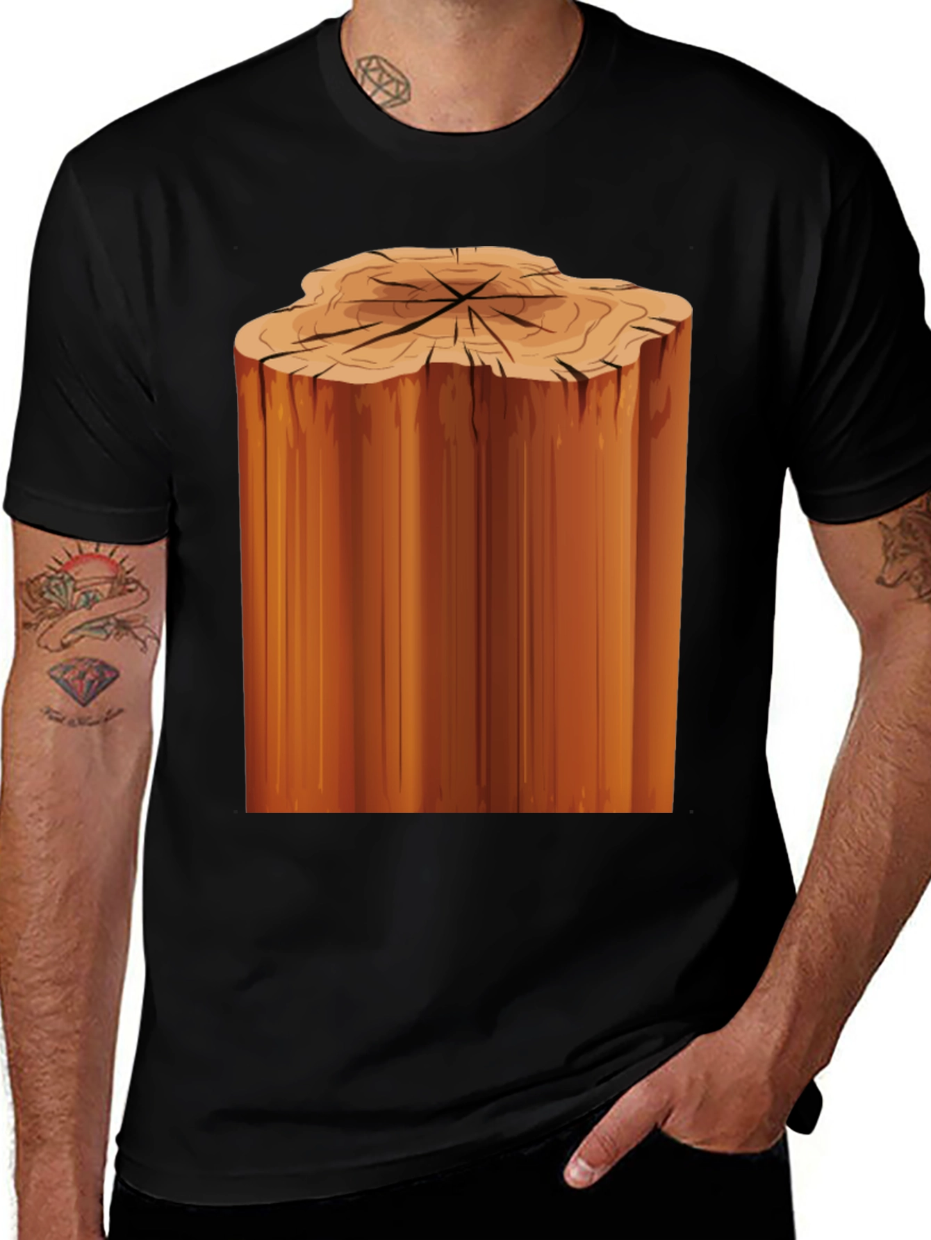 Variant 6 of Tree Stump Graphic Black T-Shirt