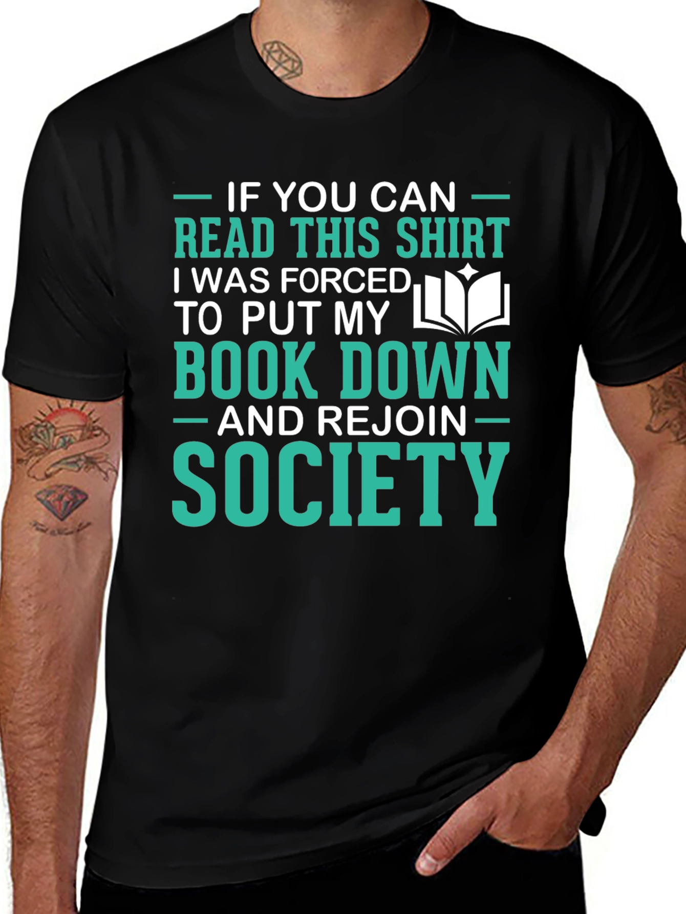 Variant 29 of Funny Reader T-Shirt: Forced to Rejoin Society