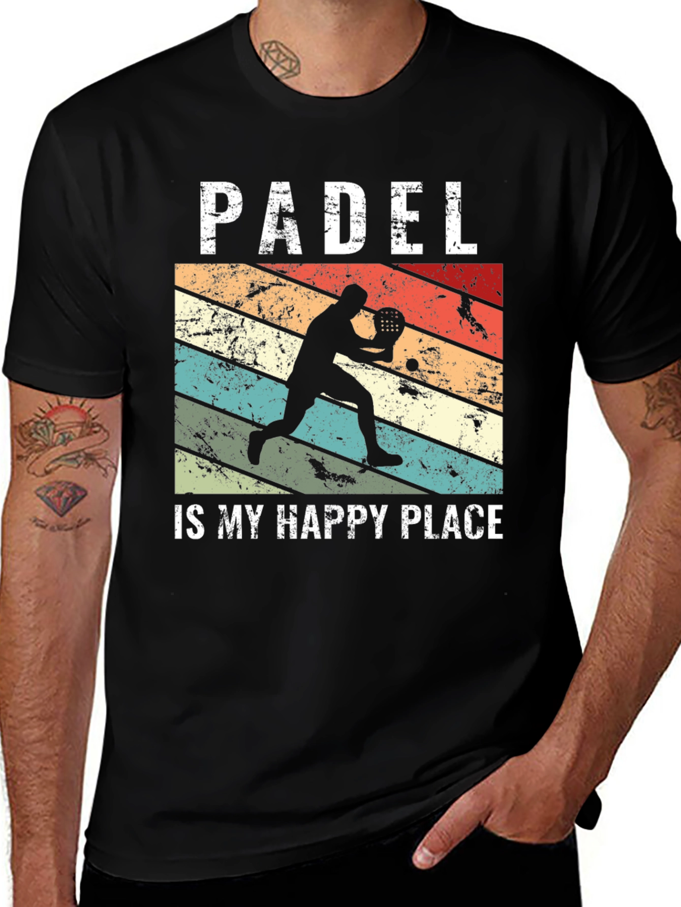 Variant 27 of Padel Is My Happy Place Retro T-Shirt