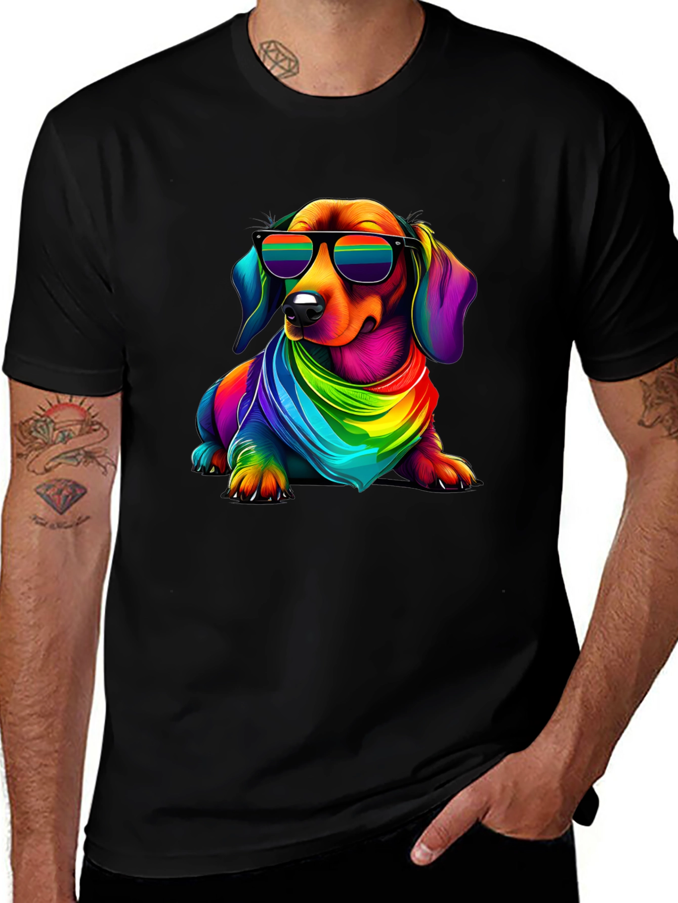 Variant 29 of Cool Rainbow Dachshund T-Shirt