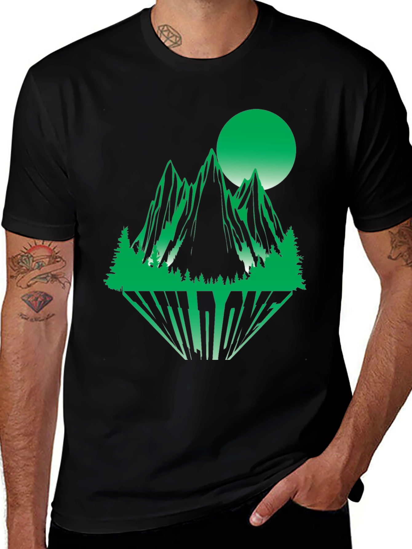 Variant 11 of Green Mountain Graphic Print Black T-Shirt