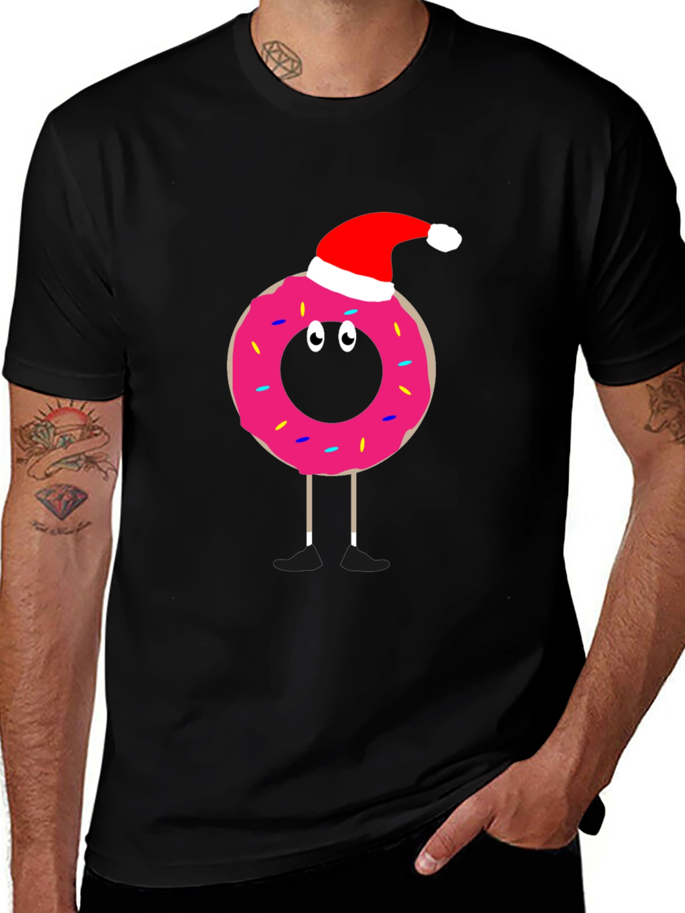 Variant 6 of Festive Donut T-Shirt: Santa Hat Fun!