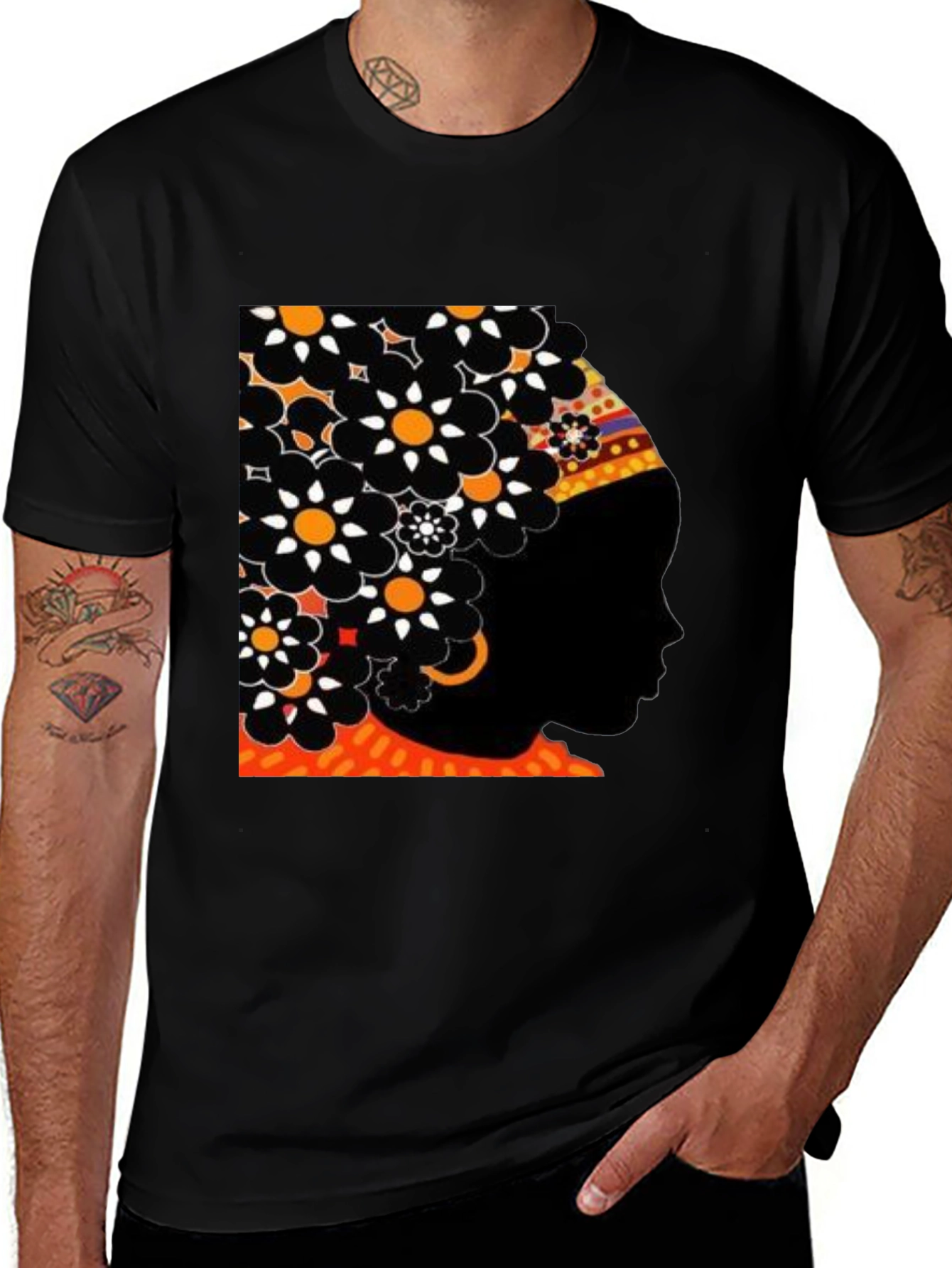 Variant 6 of Floral Afro Silhouette Graphic Tee