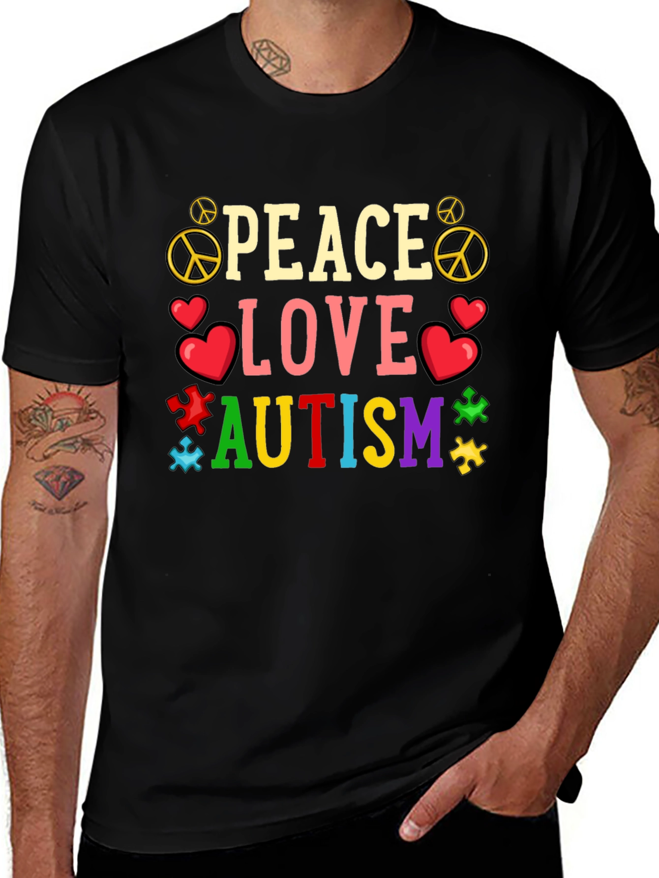Peace Love Autism T-Shirt - Awareness Tee