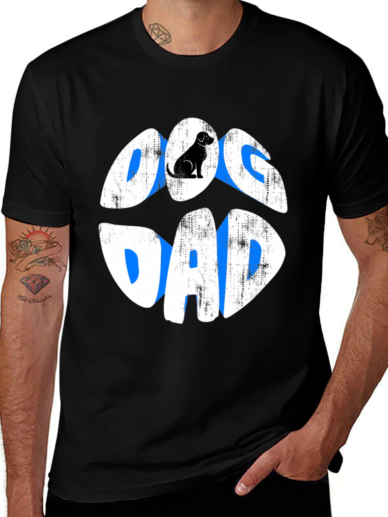 Variant 17 of Dog Dad T-Shirt - Black Graphic Tee