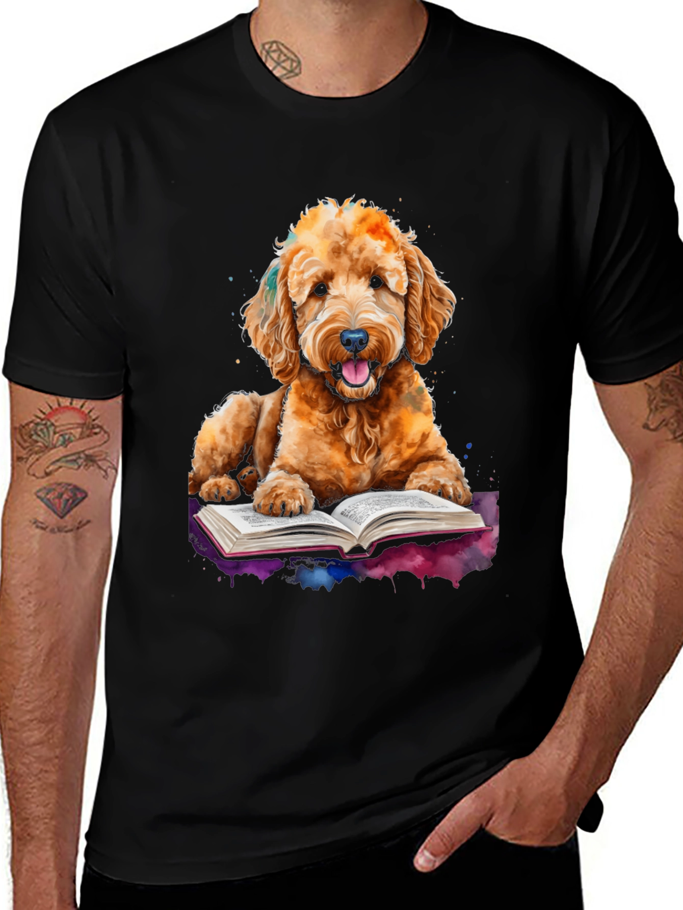 Variant 29 of Dog Reading T-Shirt