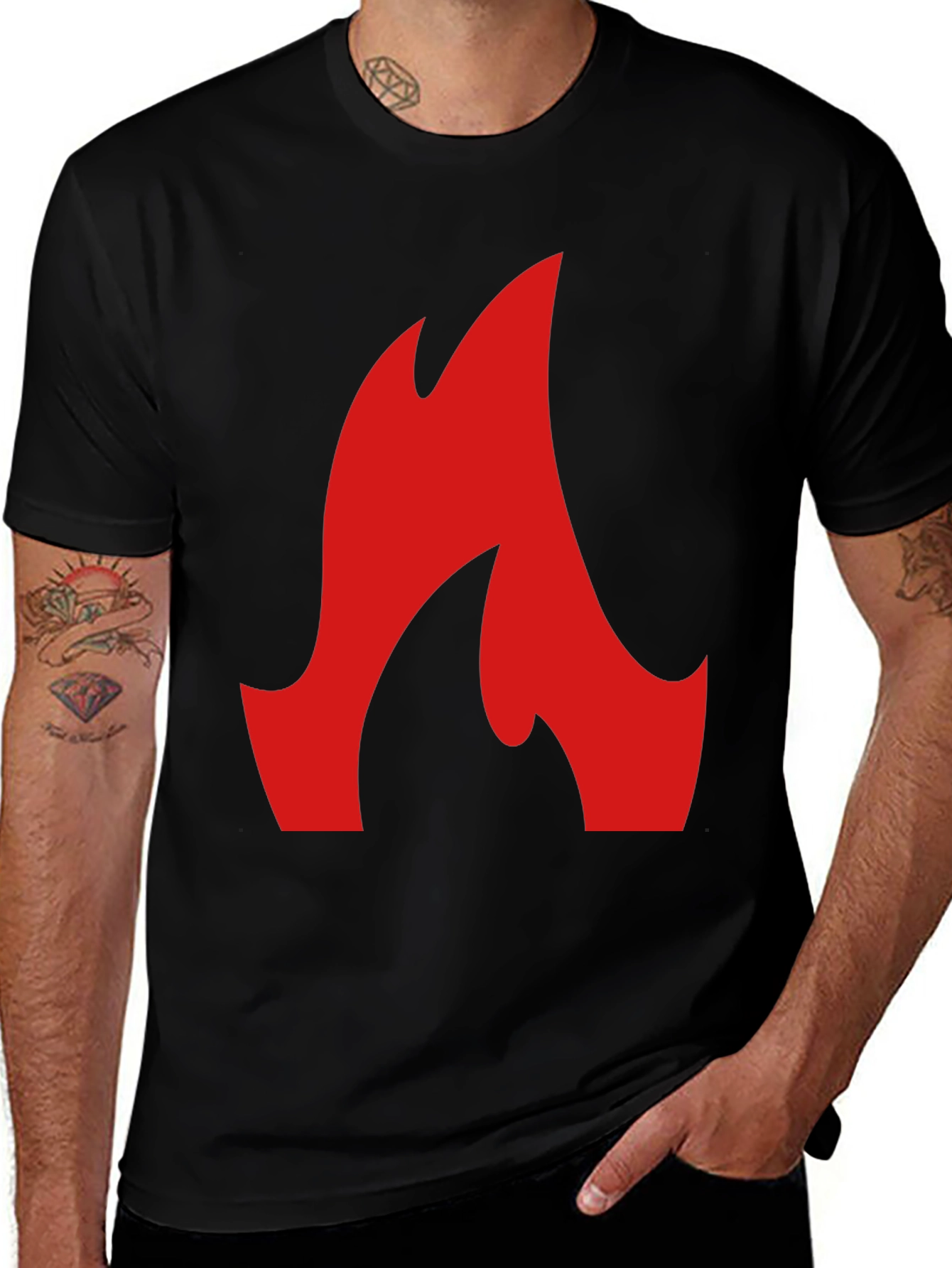 Variant 13 of Bold Flame Graphic Black T-Shirt