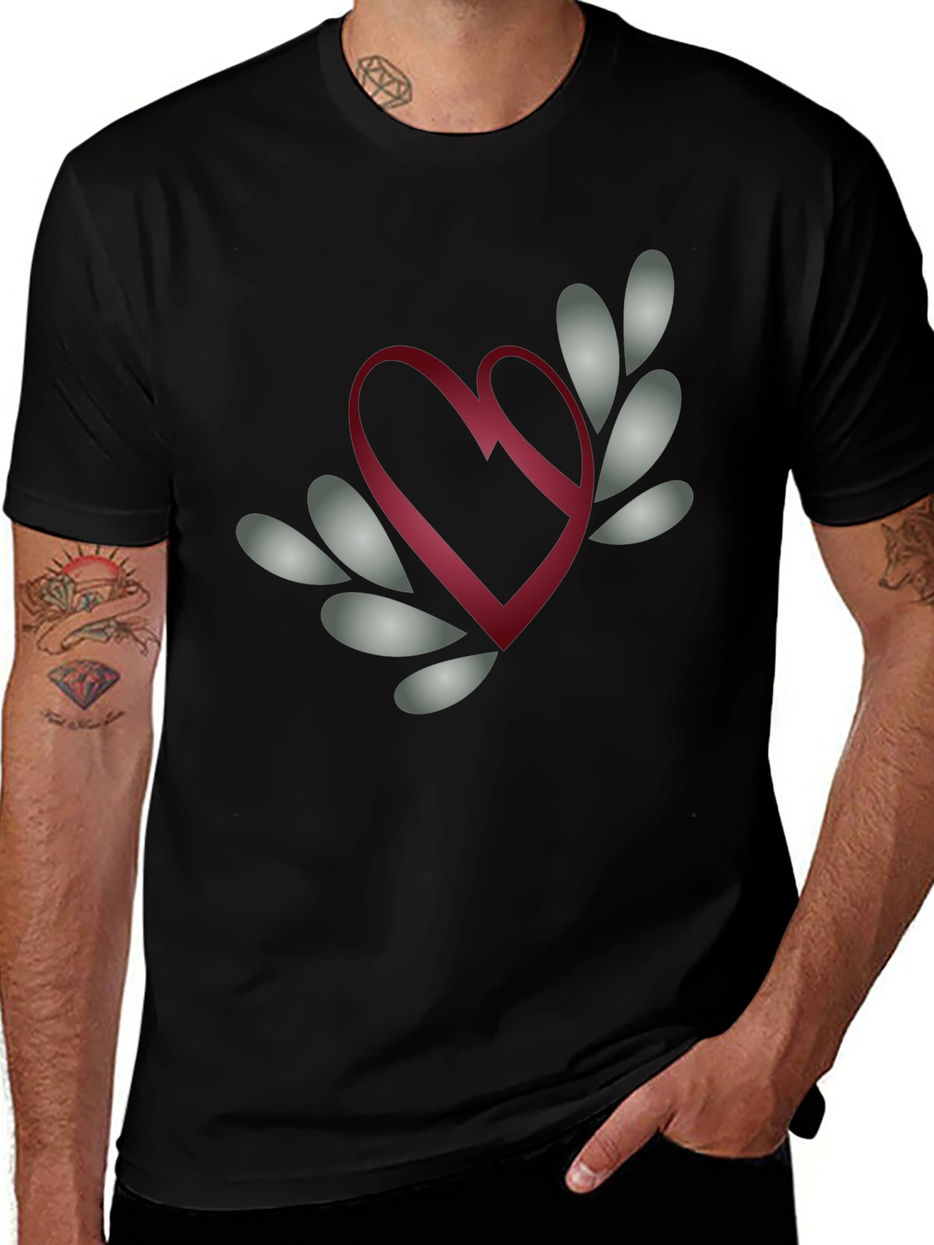 Variant 21 of Heart Graphic Black T-Shirt for Men